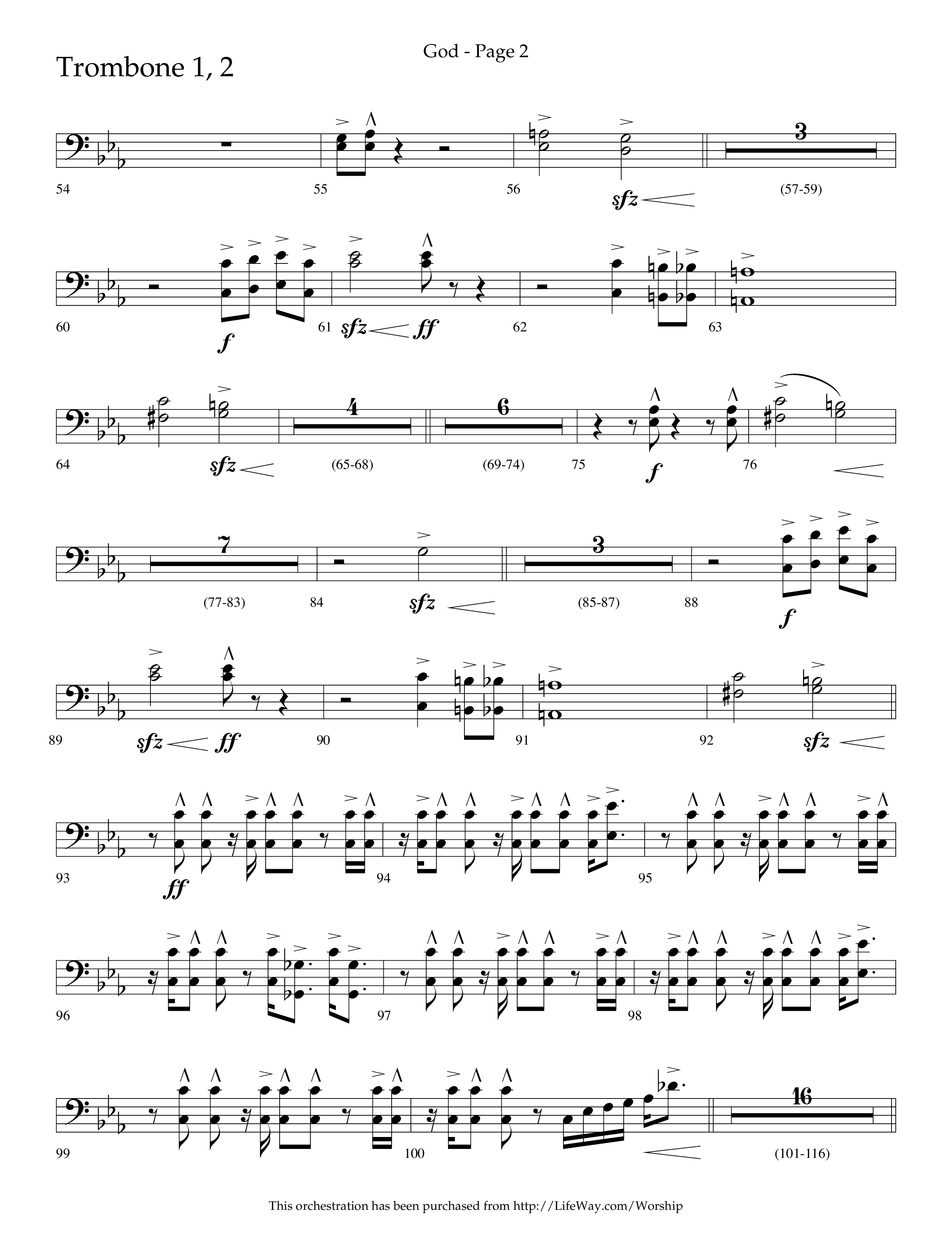 God (Choral Anthem SATB) Trombone 1/2 (Lifeway Choral / Arr. Cliff Duren)