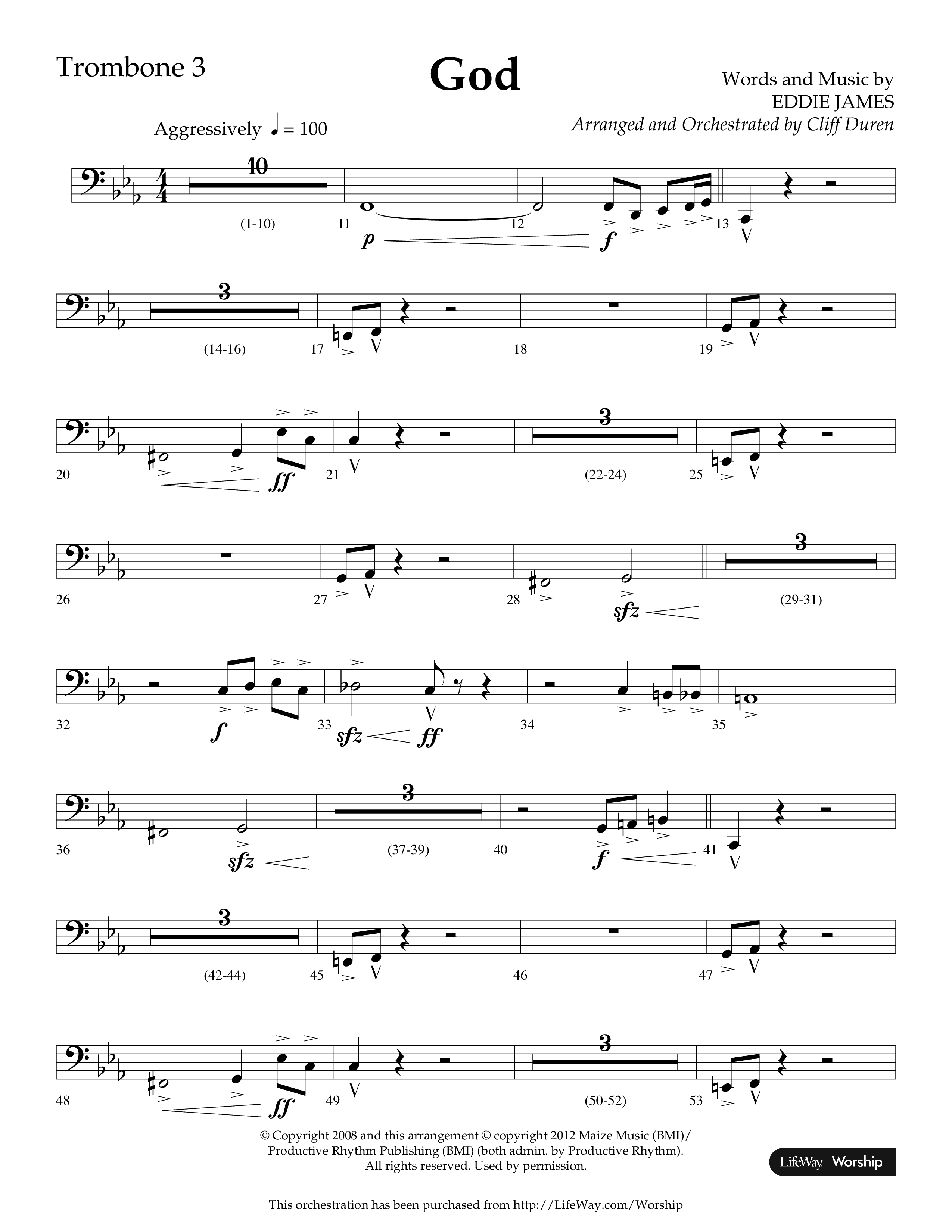 God (Choral Anthem SATB) Trombone 3 (Lifeway Choral / Arr. Cliff Duren)