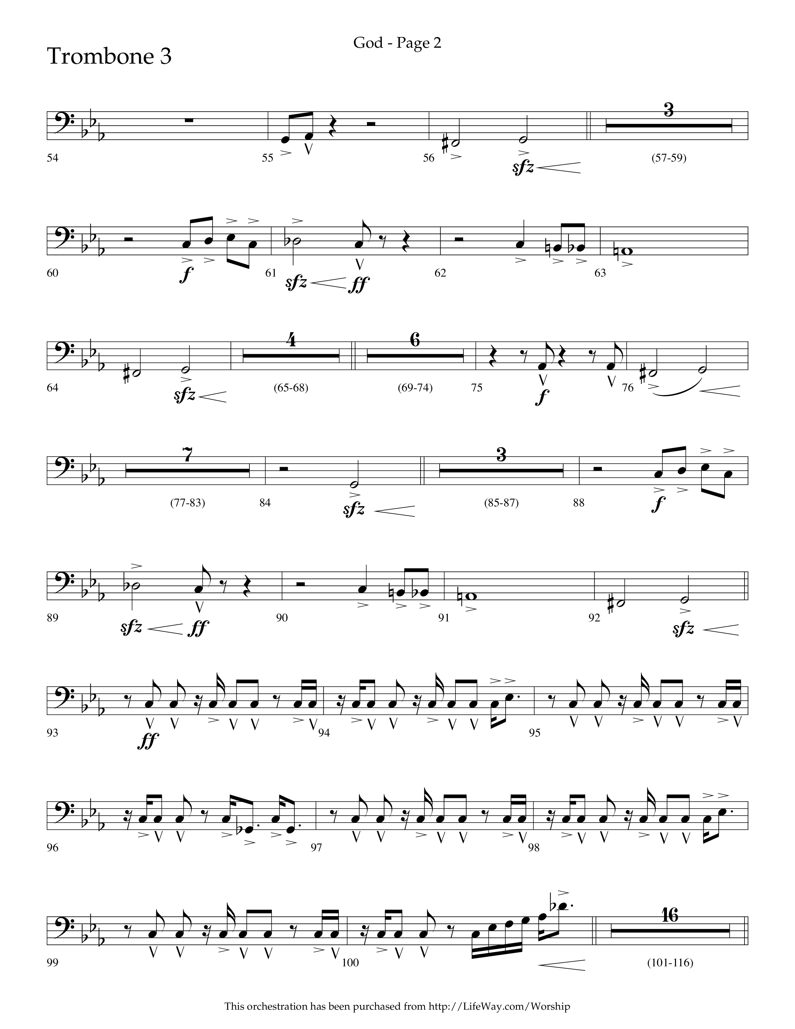 God (Choral Anthem SATB) Trombone 3 (Lifeway Choral / Arr. Cliff Duren)
