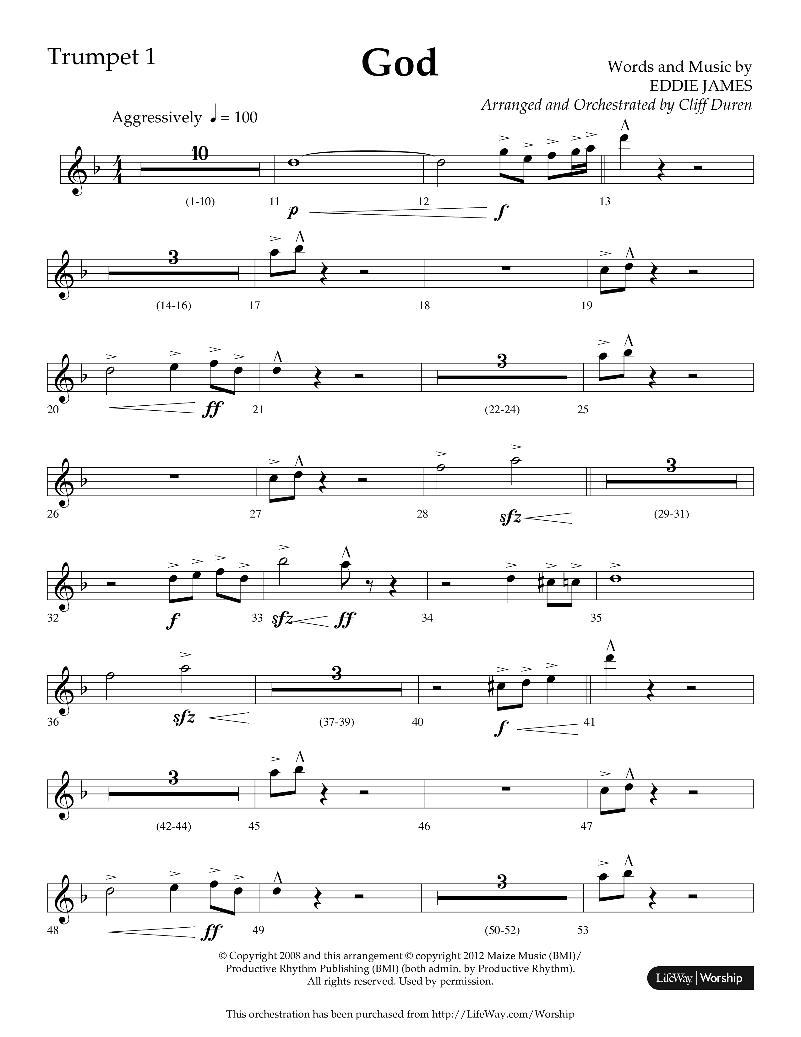 God (Choral Anthem SATB) Trumpet 1 (Lifeway Choral / Arr. Cliff Duren)