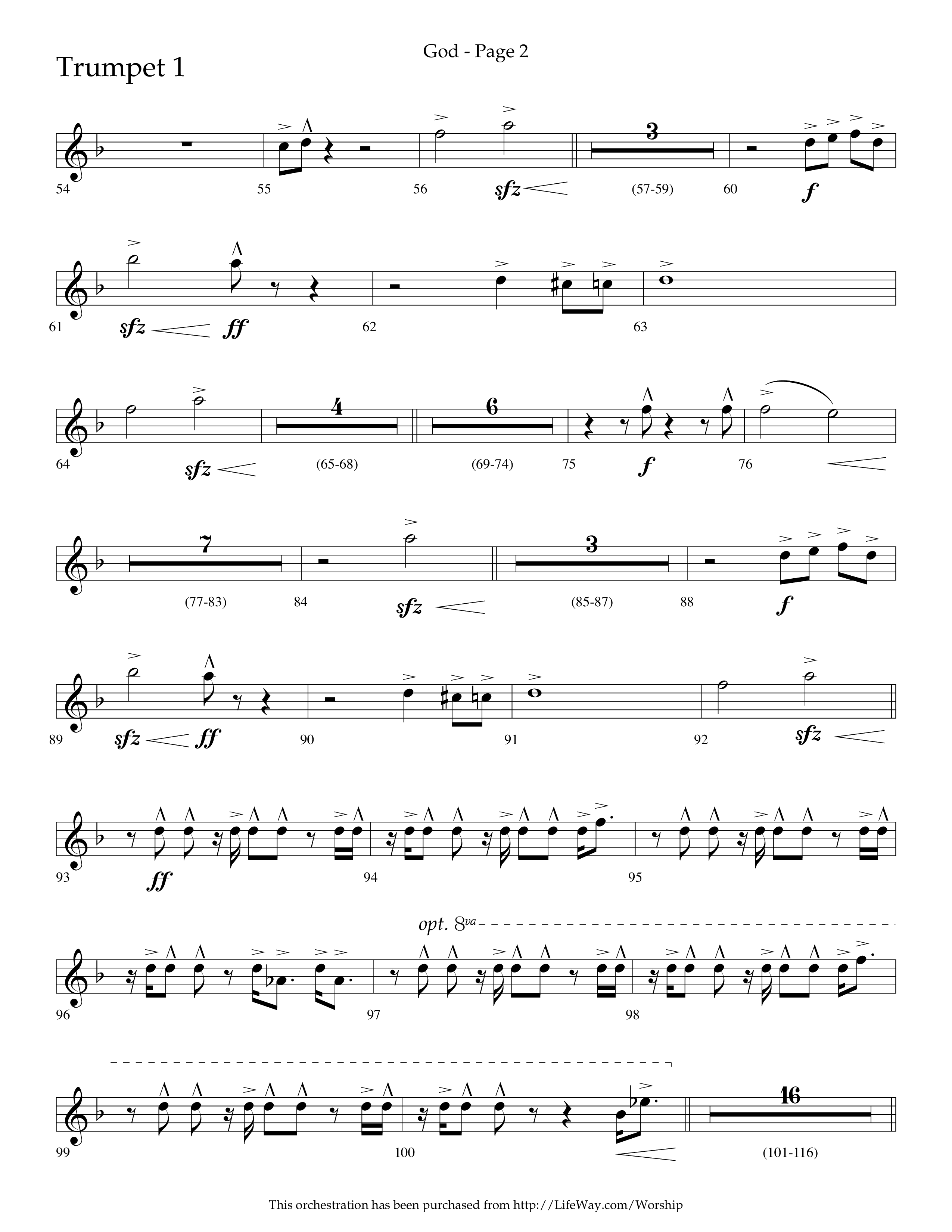 God (Choral Anthem SATB) Trumpet 1 (Lifeway Choral / Arr. Cliff Duren)