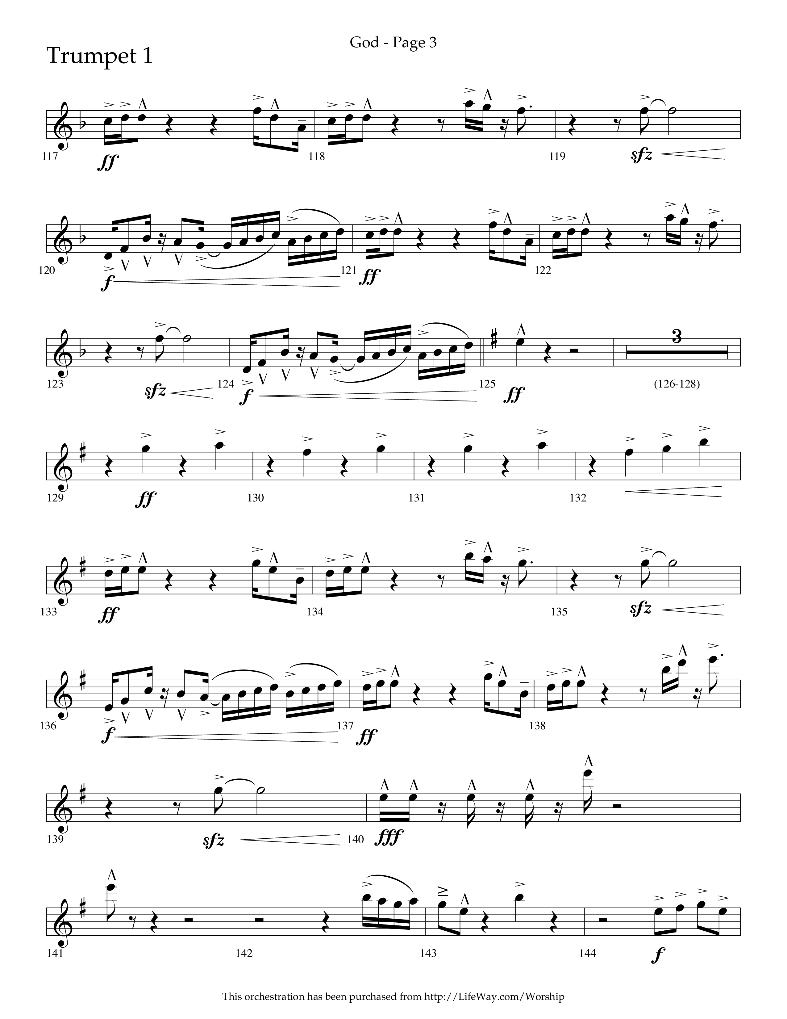 God (Choral Anthem SATB) Trumpet 1 (Lifeway Choral / Arr. Cliff Duren)