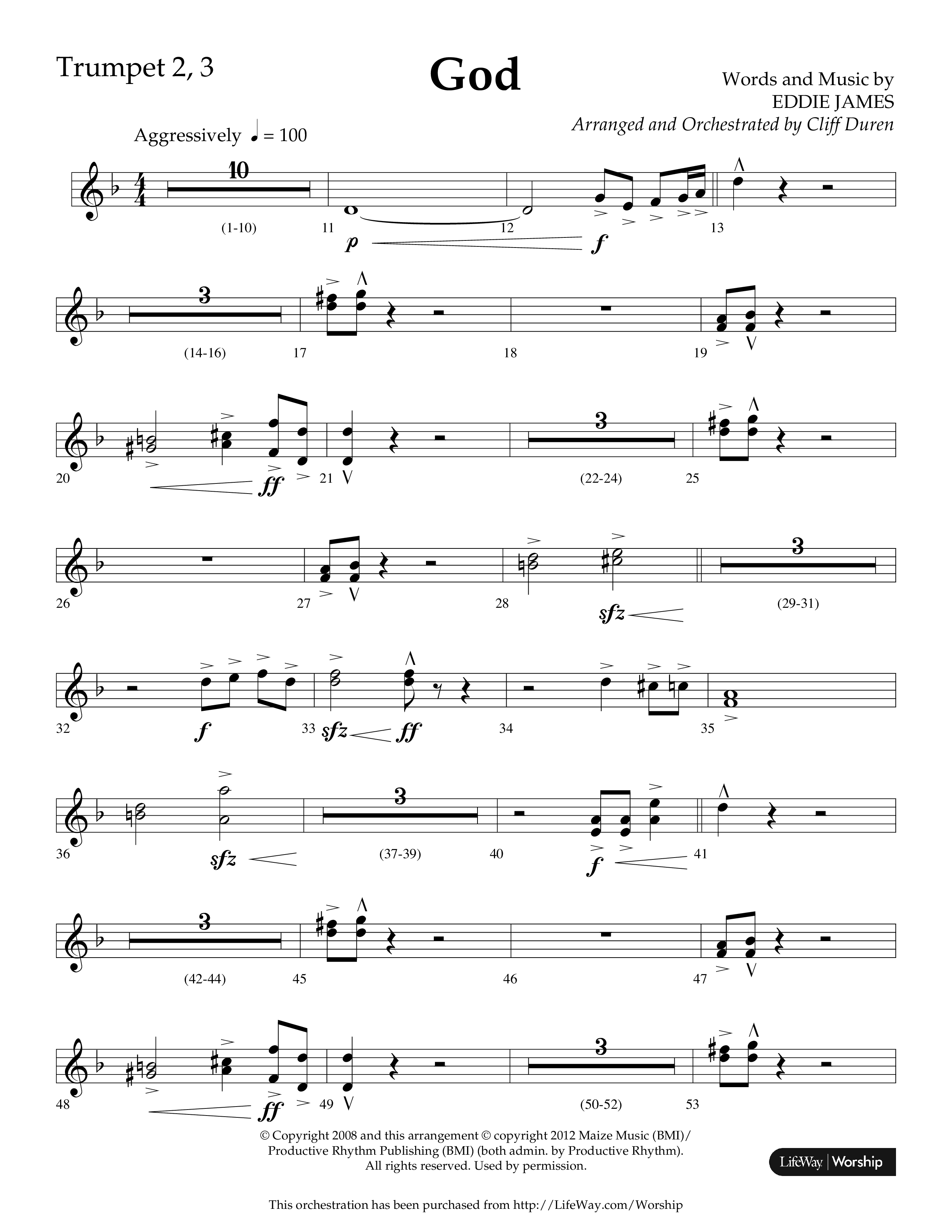 God (Choral Anthem SATB) Trumpet 2/3 (Lifeway Choral / Arr. Cliff Duren)