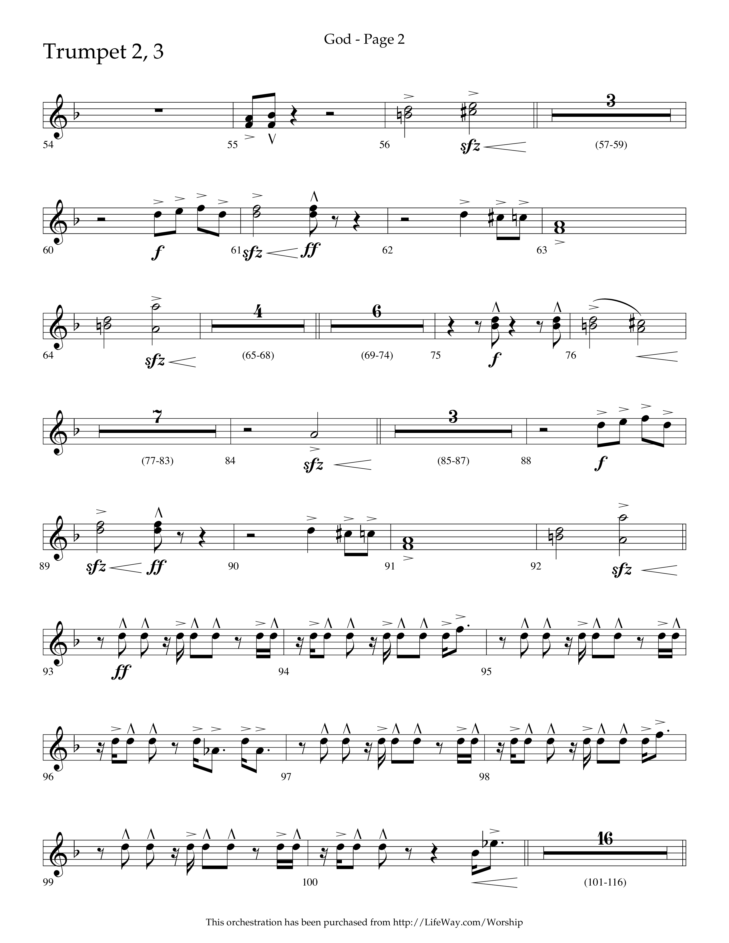 God (Choral Anthem SATB) Trumpet 2/3 (Lifeway Choral / Arr. Cliff Duren)