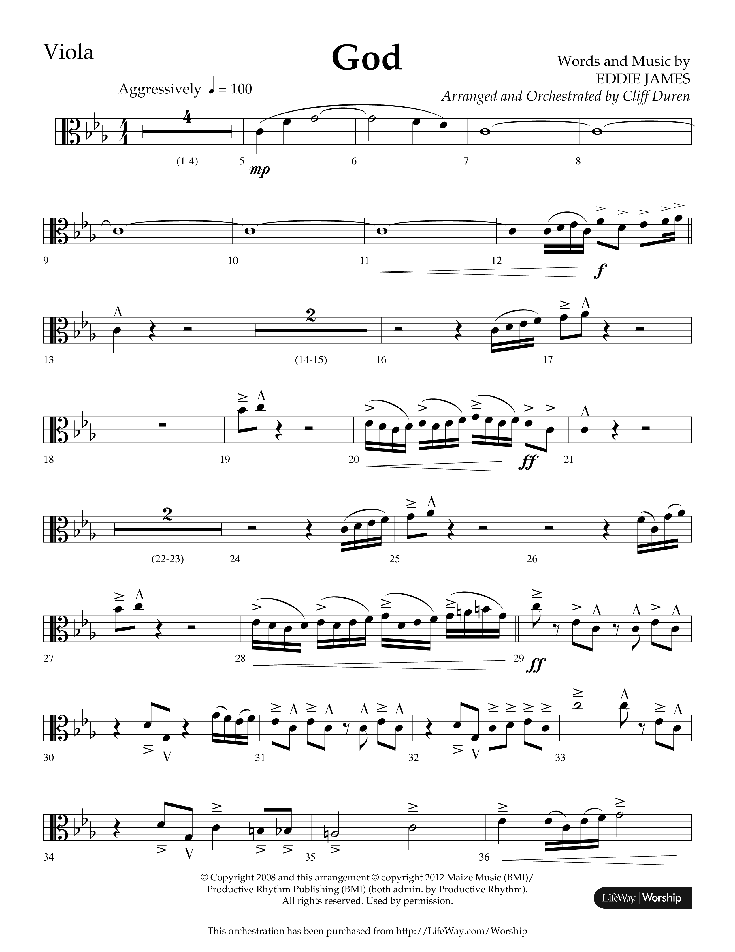 God (Choral Anthem SATB) Viola (Lifeway Choral / Arr. Cliff Duren)