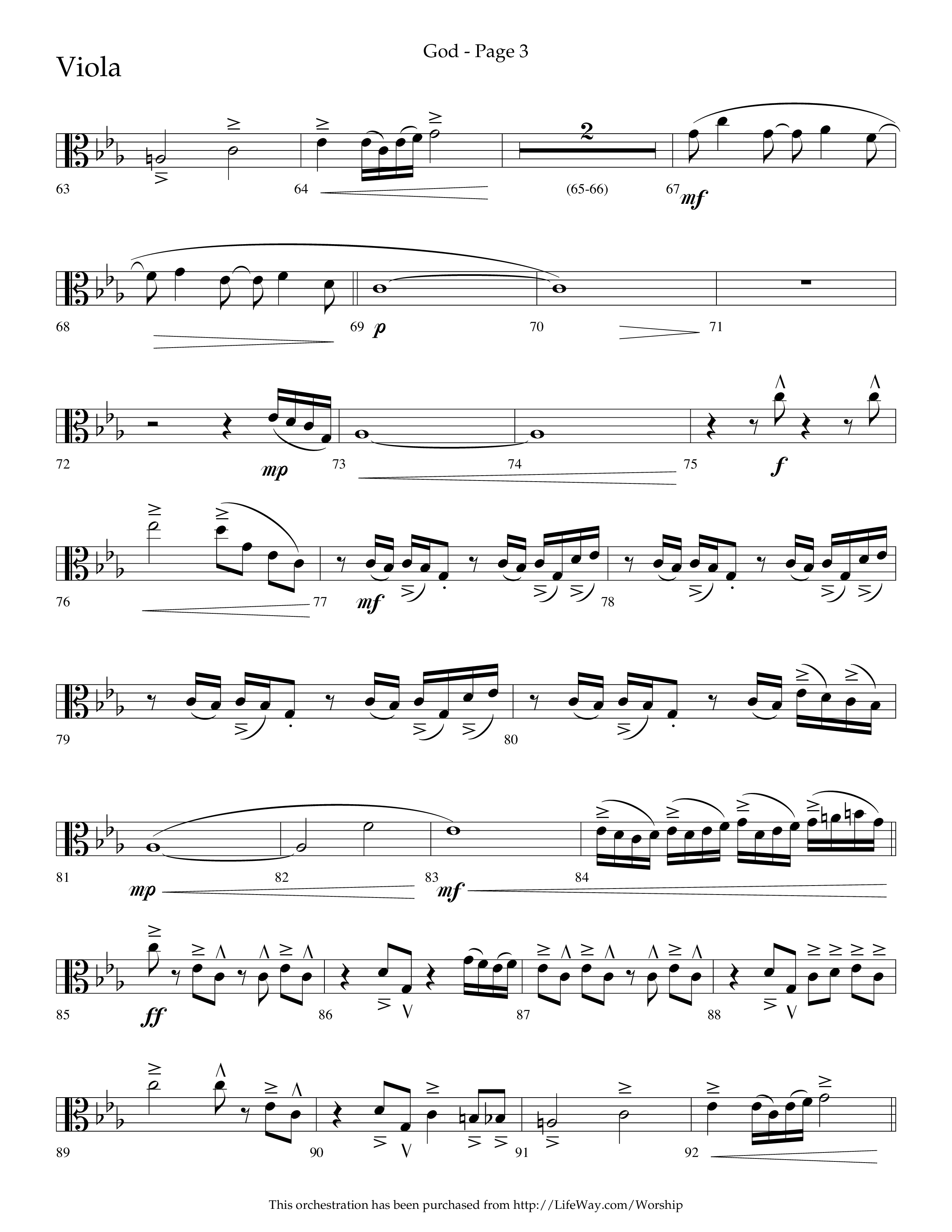 God (Choral Anthem SATB) Viola (Lifeway Choral / Arr. Cliff Duren)