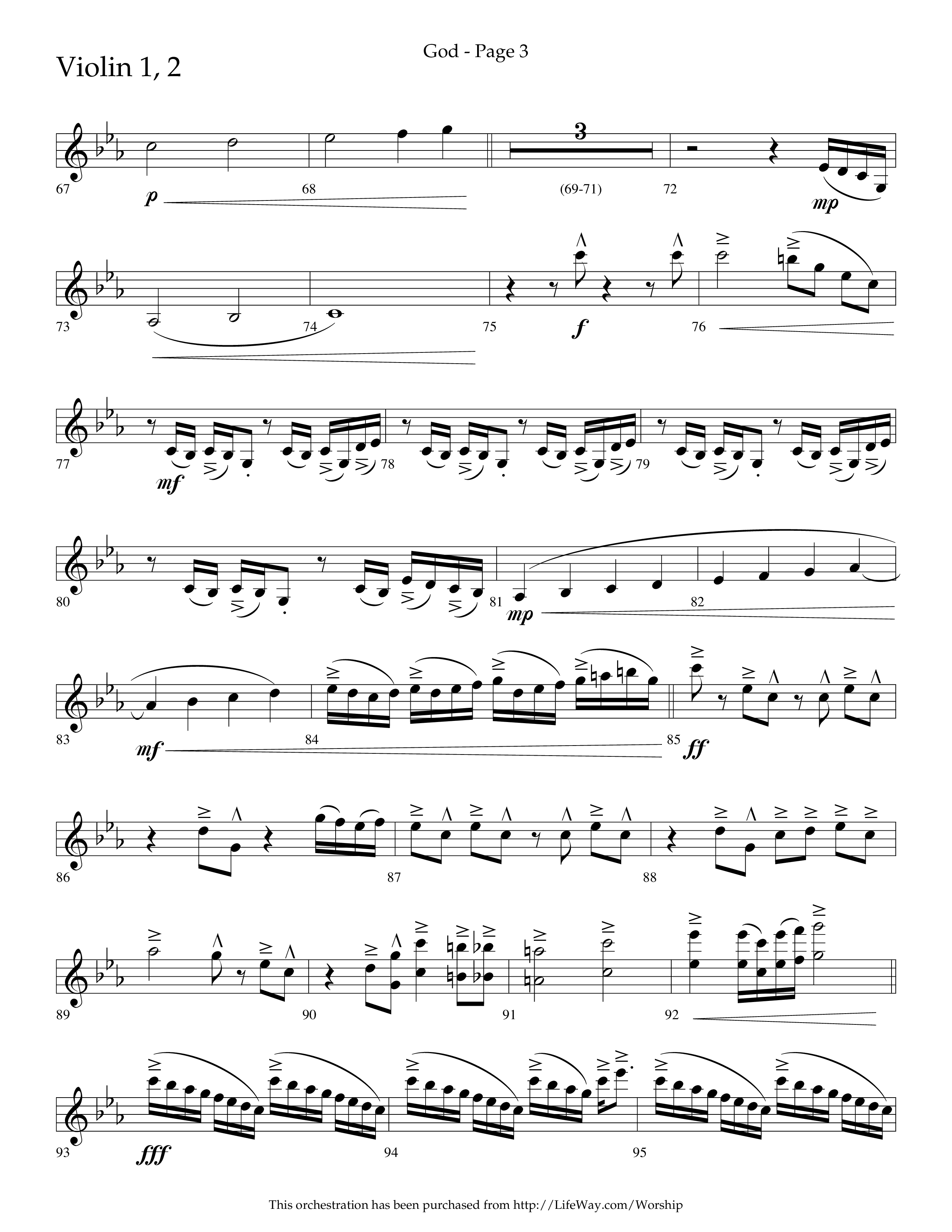 God (Choral Anthem SATB) Violin 1/2 (Lifeway Choral / Arr. Cliff Duren)
