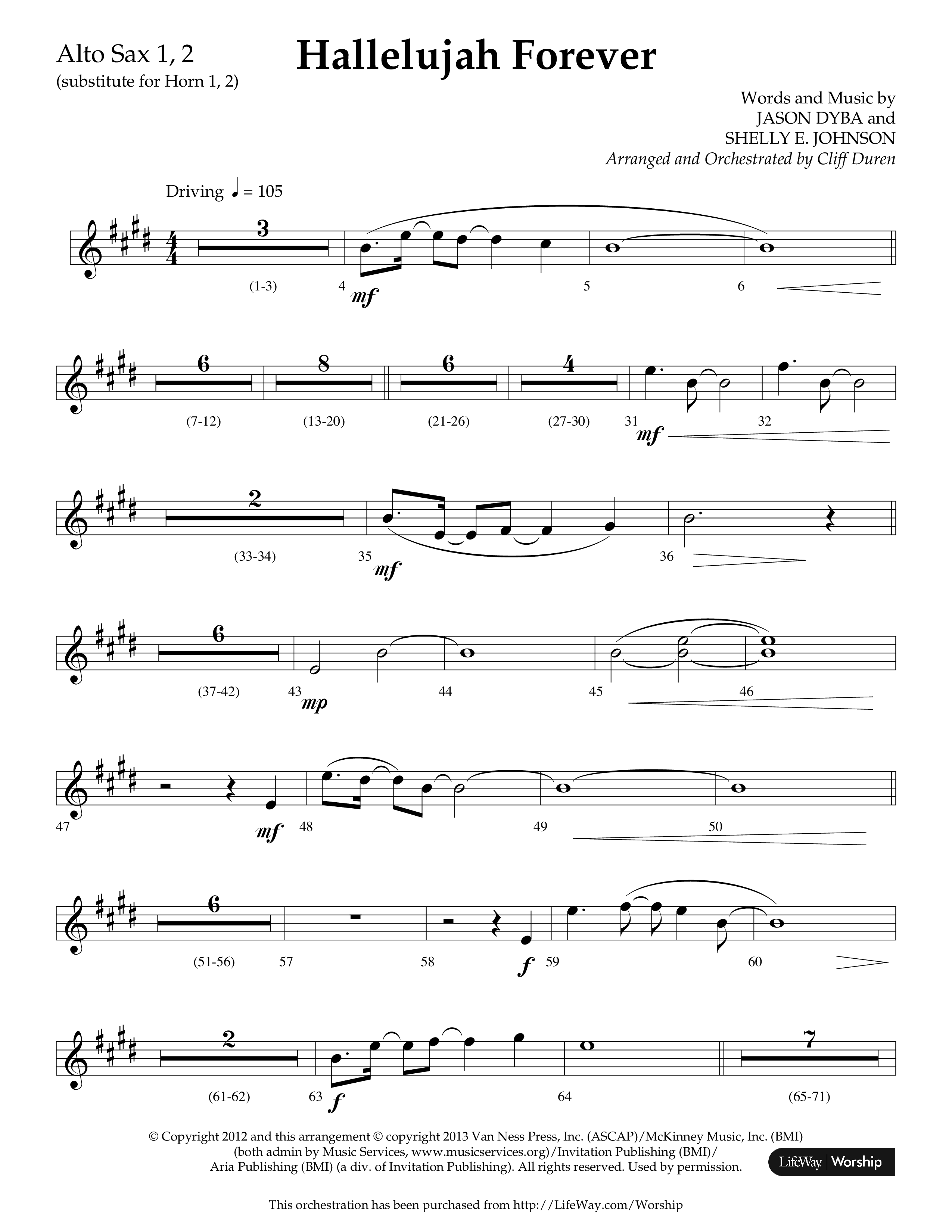 Hallelujah Forever (Choral Anthem SATB) Alto Sax 1/2 (Lifeway Choral / Arr. Cliff Duren)