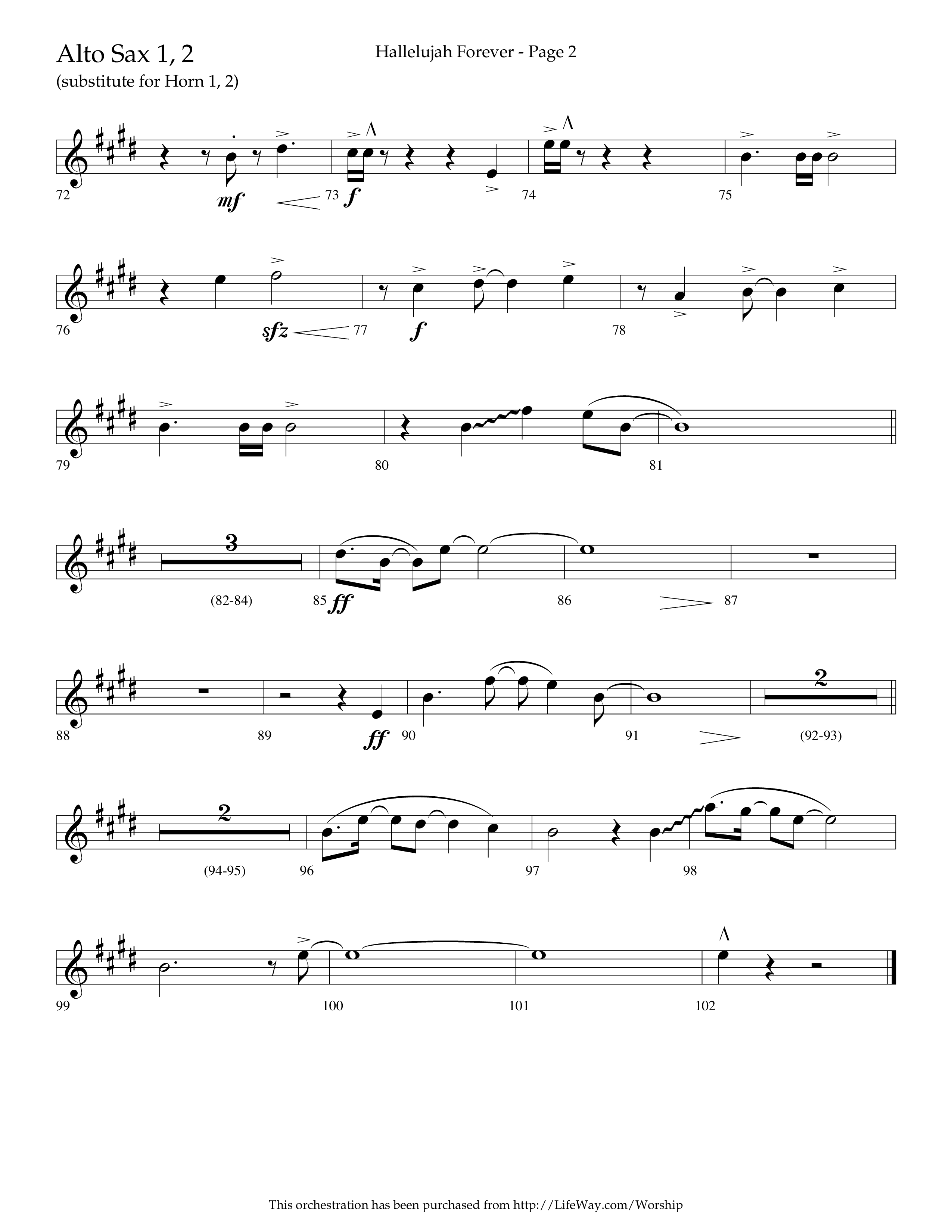 Hallelujah Forever (Choral Anthem SATB) Alto Sax 1/2 (Lifeway Choral / Arr. Cliff Duren)