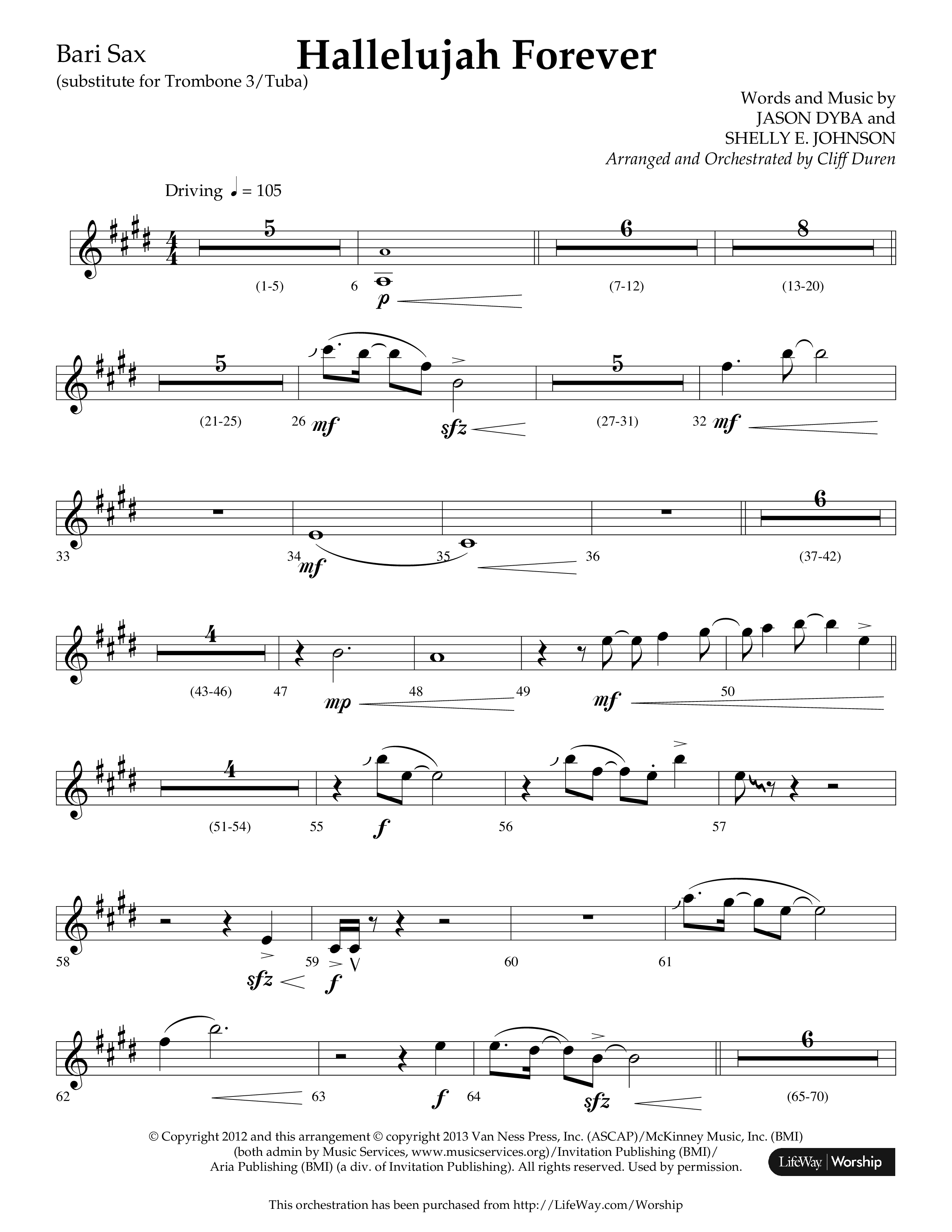 Hallelujah Forever (Choral Anthem SATB) Bari Sax (Lifeway Choral / Arr. Cliff Duren)