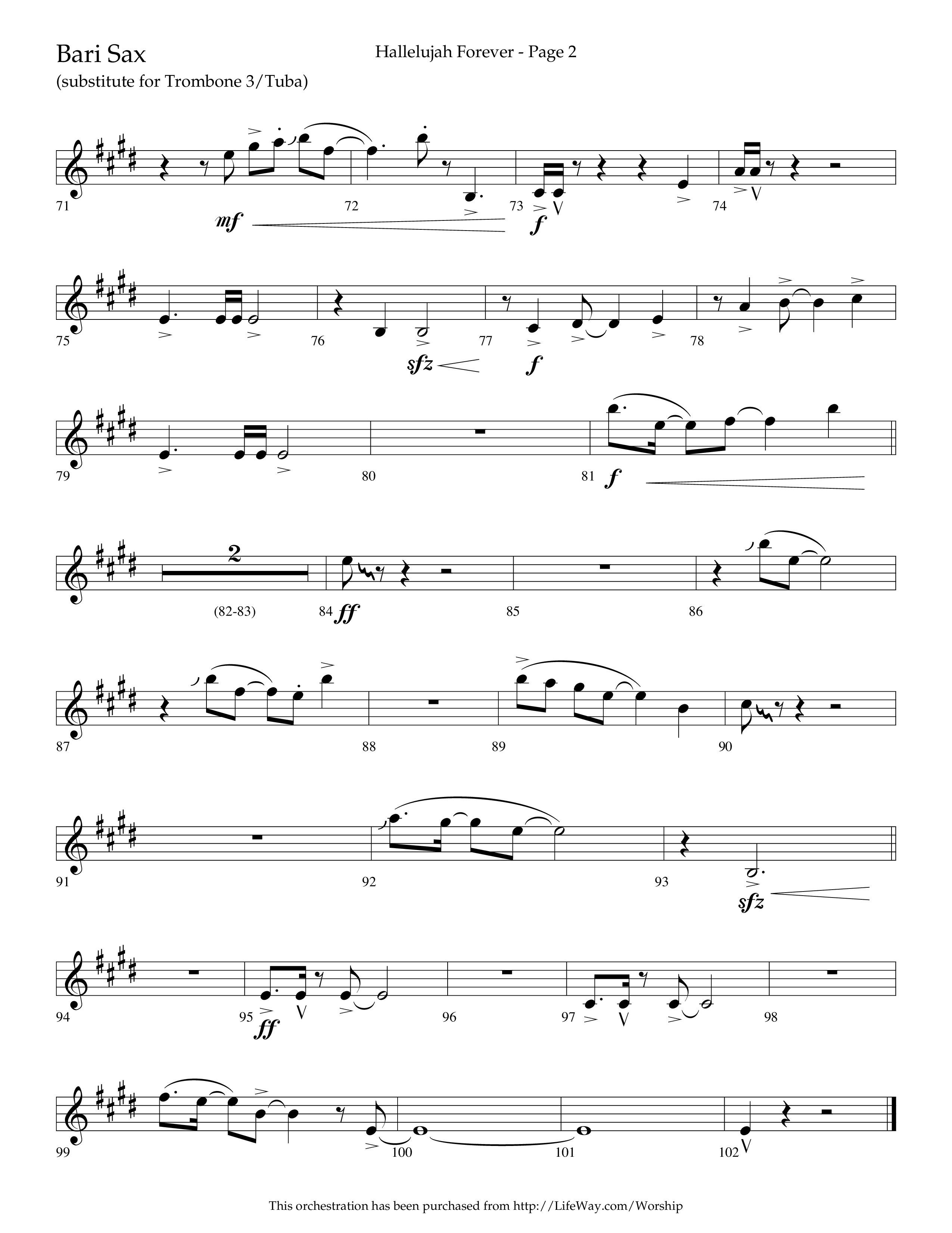 Hallelujah Forever (Choral Anthem SATB) Bari Sax (Lifeway Choral / Arr. Cliff Duren)