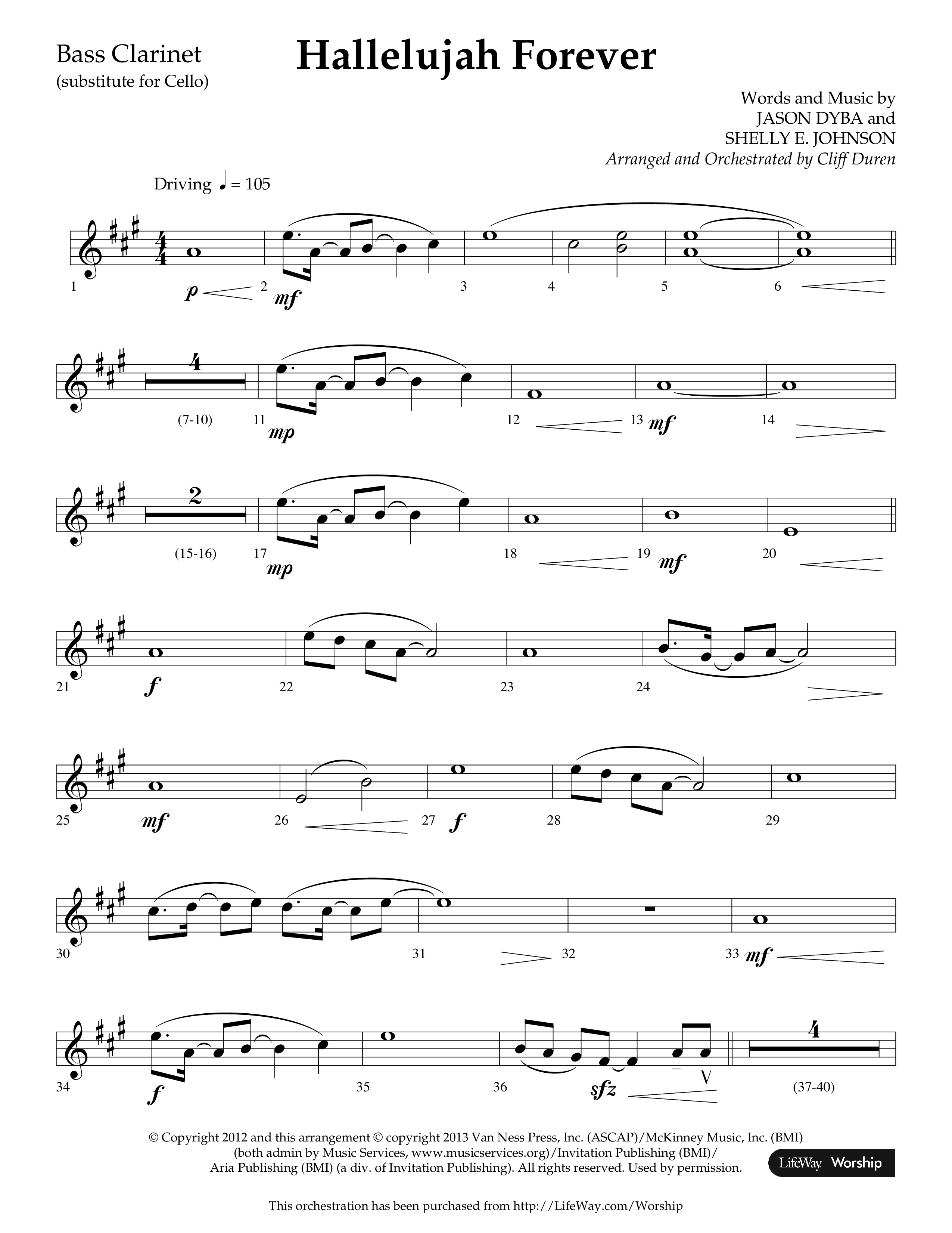Hallelujah Forever (Choral Anthem SATB) Bass Clarinet (Lifeway Choral / Arr. Cliff Duren)