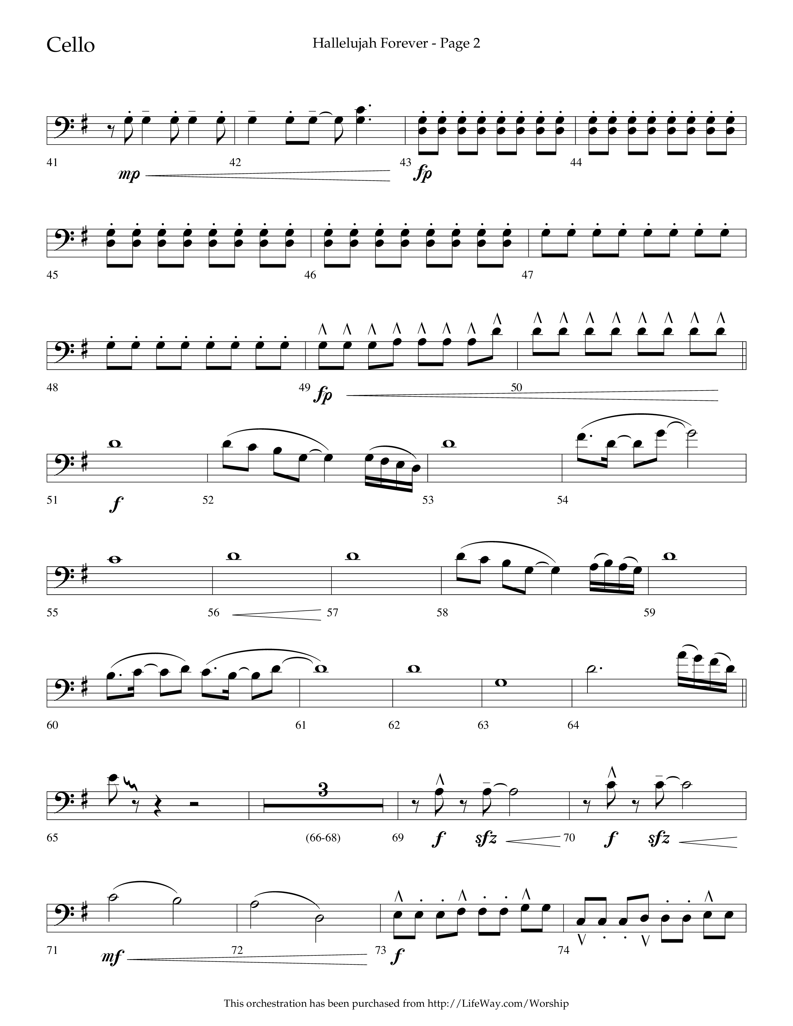 Hallelujah Forever (Choral Anthem SATB) Cello (Lifeway Choral / Arr. Cliff Duren)