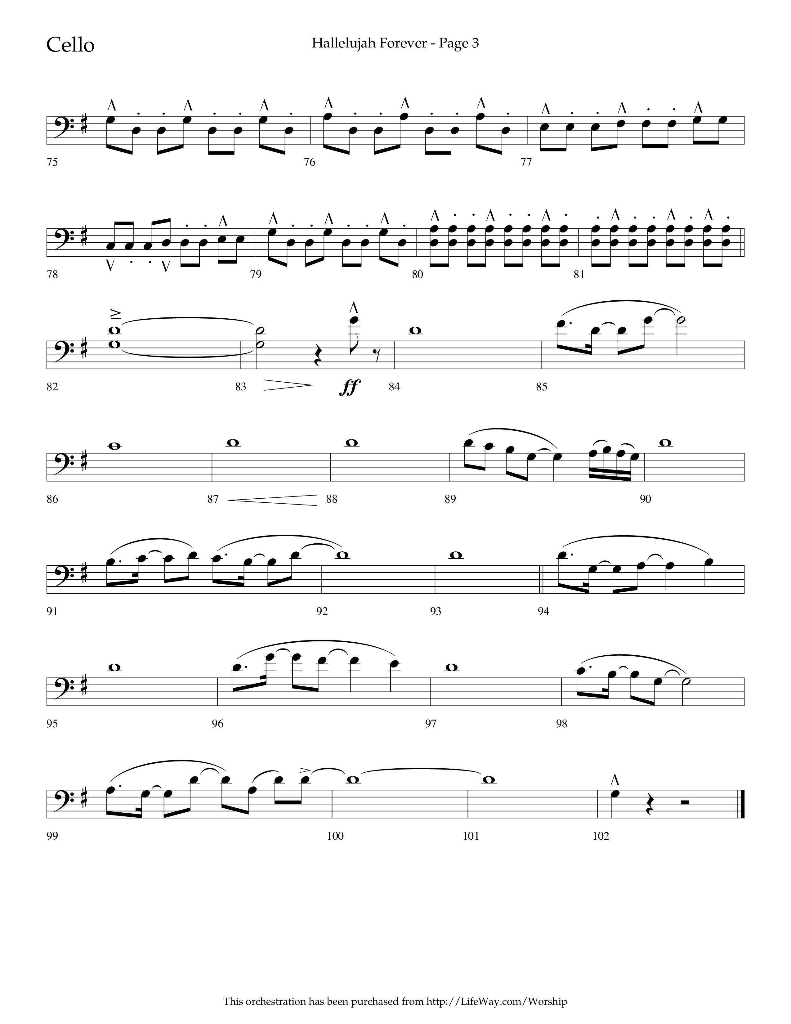 Hallelujah Forever (Choral Anthem SATB) Cello (Lifeway Choral / Arr. Cliff Duren)