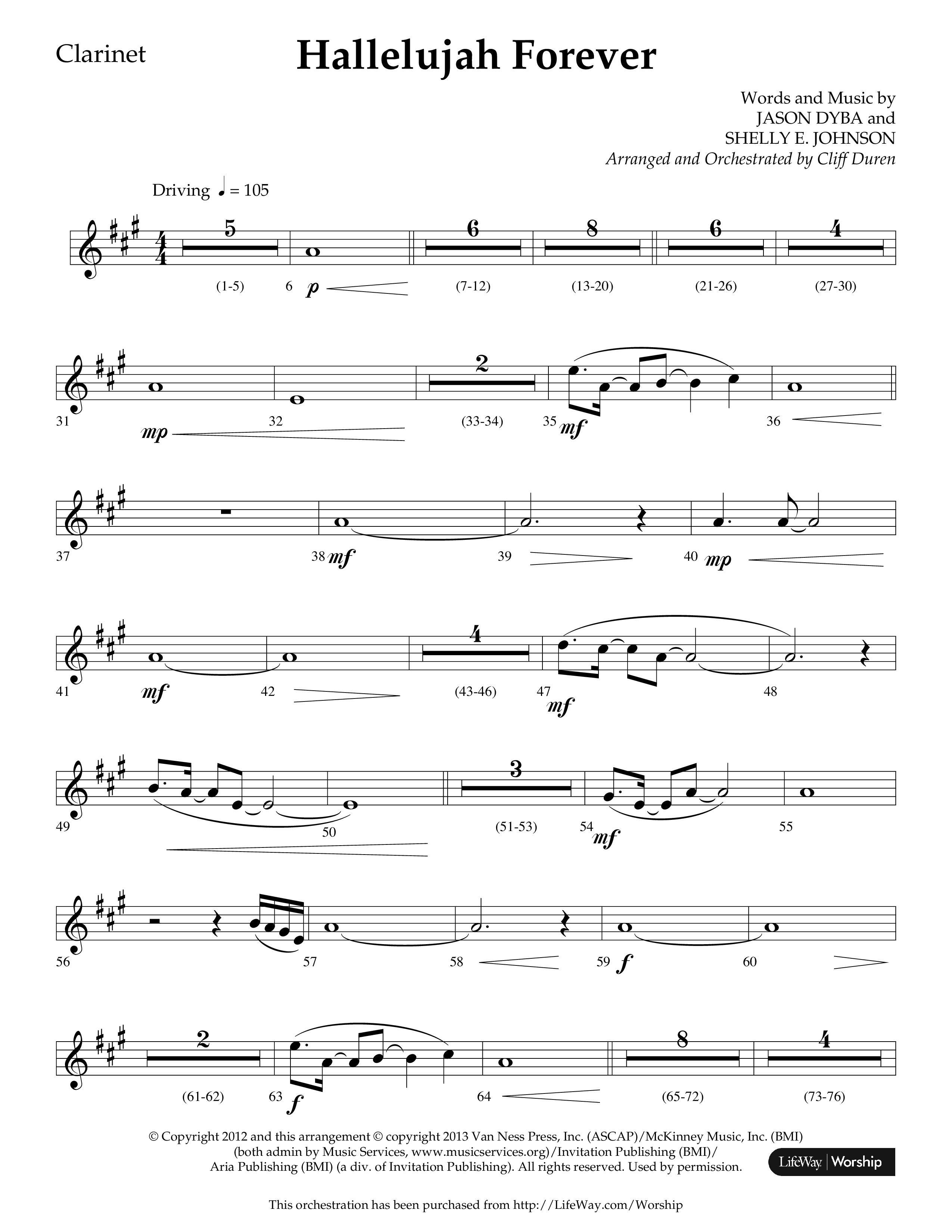 Hallelujah Forever (Choral Anthem SATB) Clarinet 1/2 (Lifeway Choral / Arr. Cliff Duren)