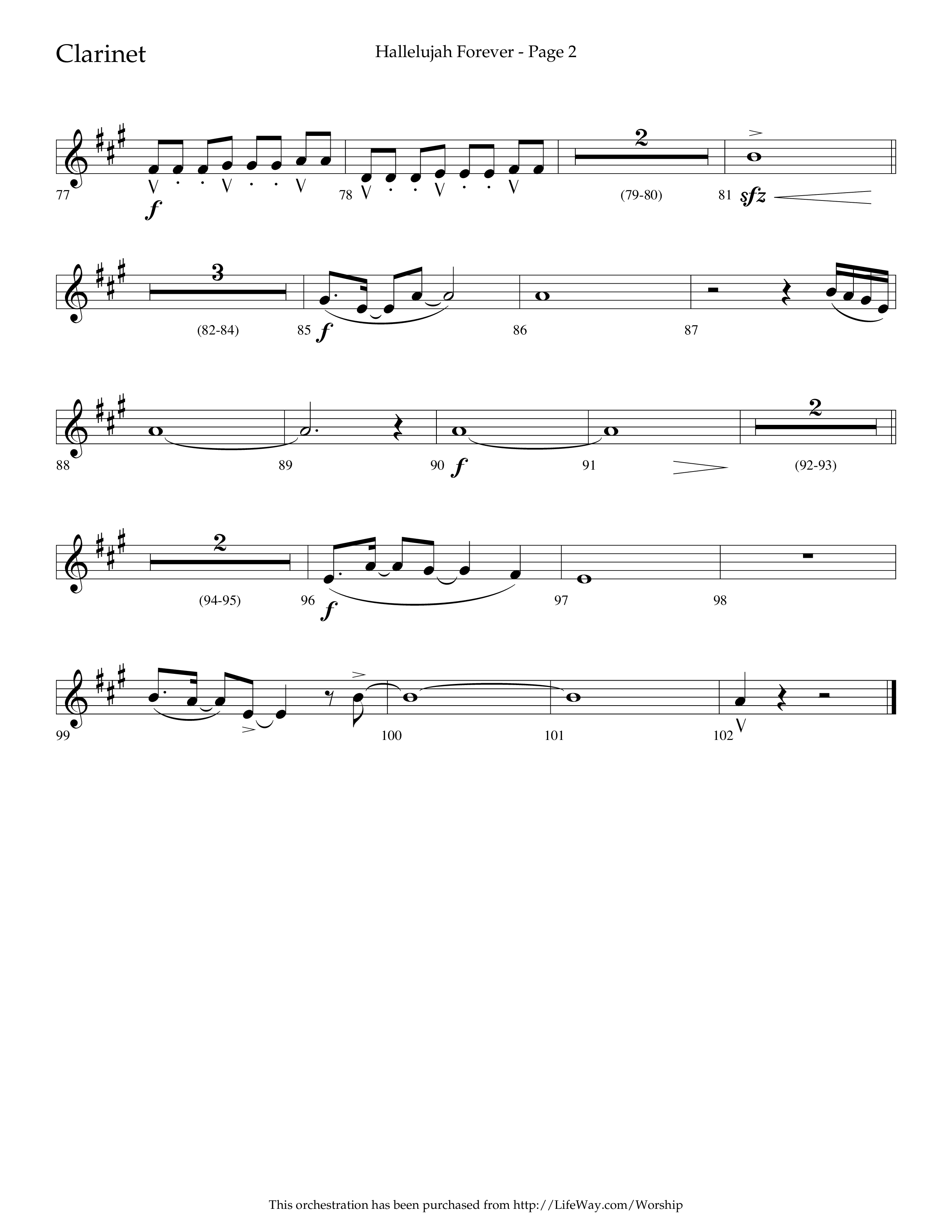 Hallelujah Forever (Choral Anthem SATB) Clarinet 1/2 (Lifeway Choral / Arr. Cliff Duren)