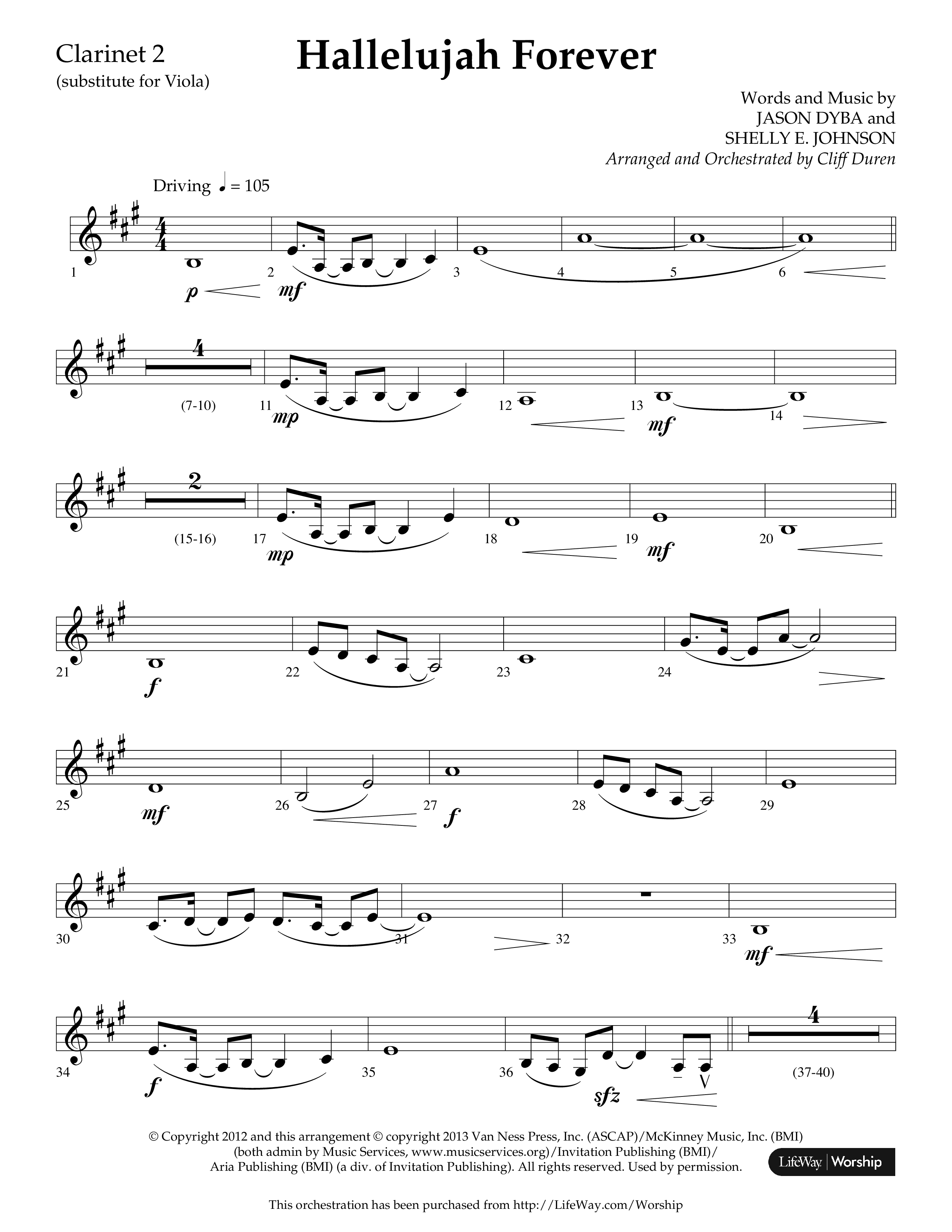 Hallelujah Forever (Choral Anthem SATB) Clarinet 1/2 (Lifeway Choral / Arr. Cliff Duren)