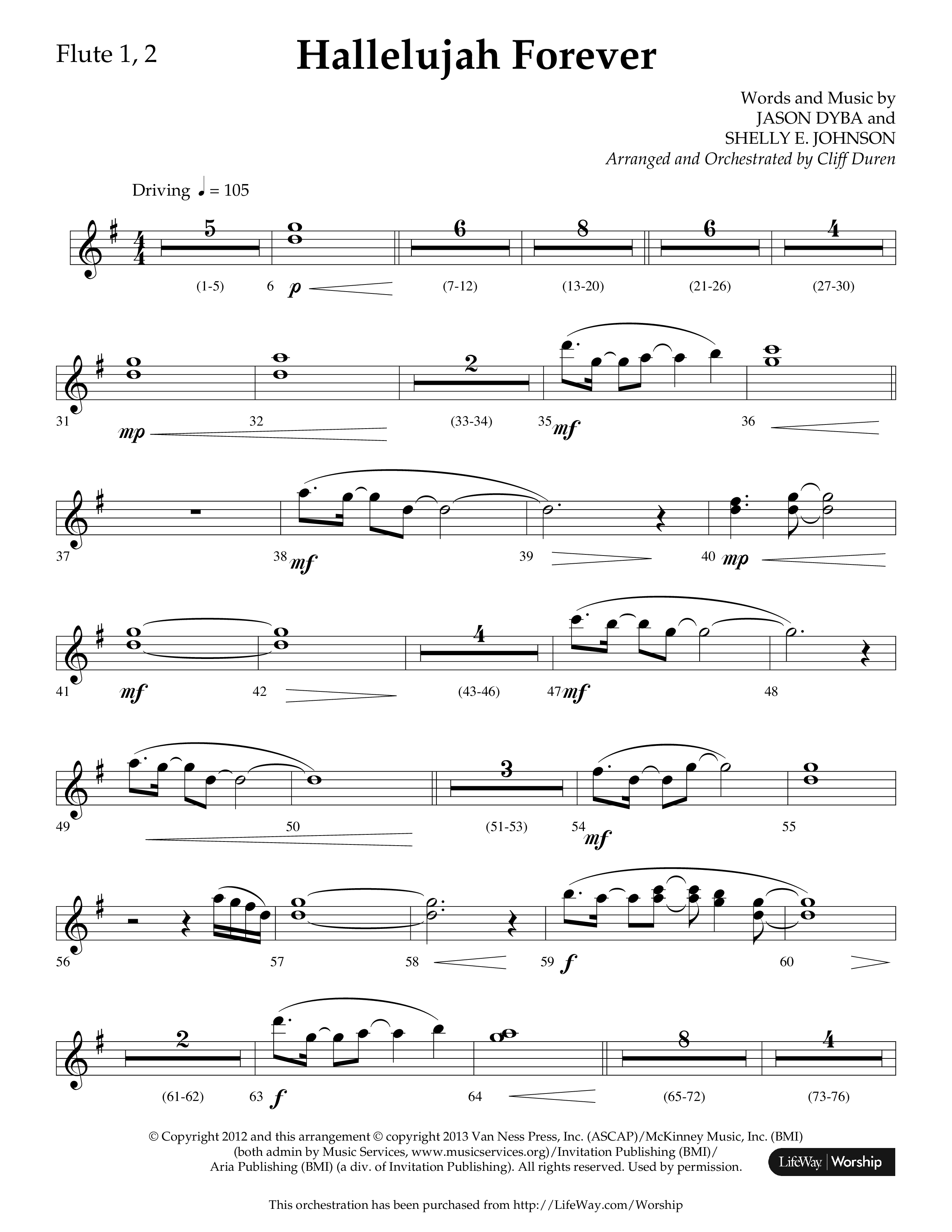 Hallelujah Forever (Choral Anthem SATB) Flute 1/2 (Lifeway Choral / Arr. Cliff Duren)