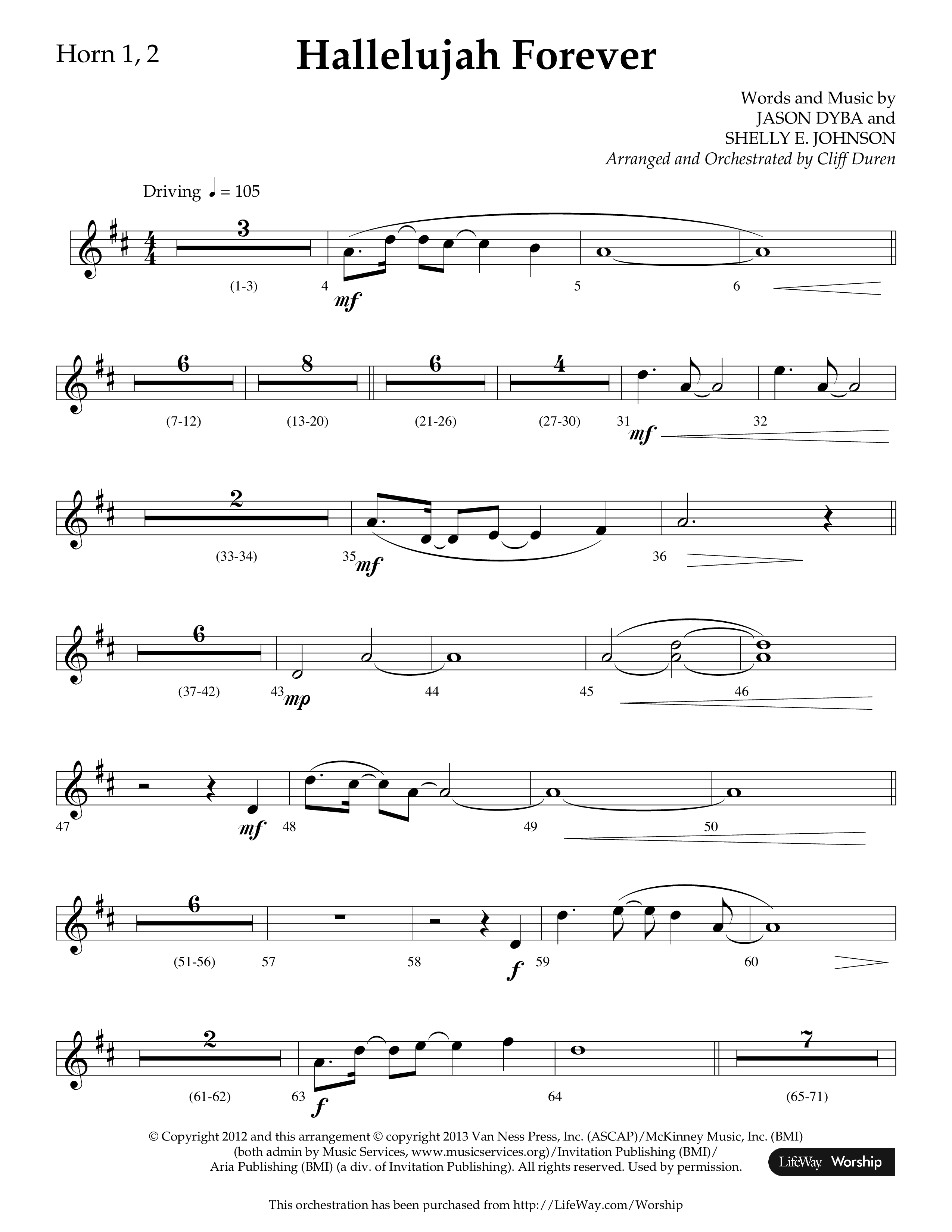 Hallelujah Forever (Choral Anthem SATB) French Horn 1/2 (Lifeway Choral / Arr. Cliff Duren)