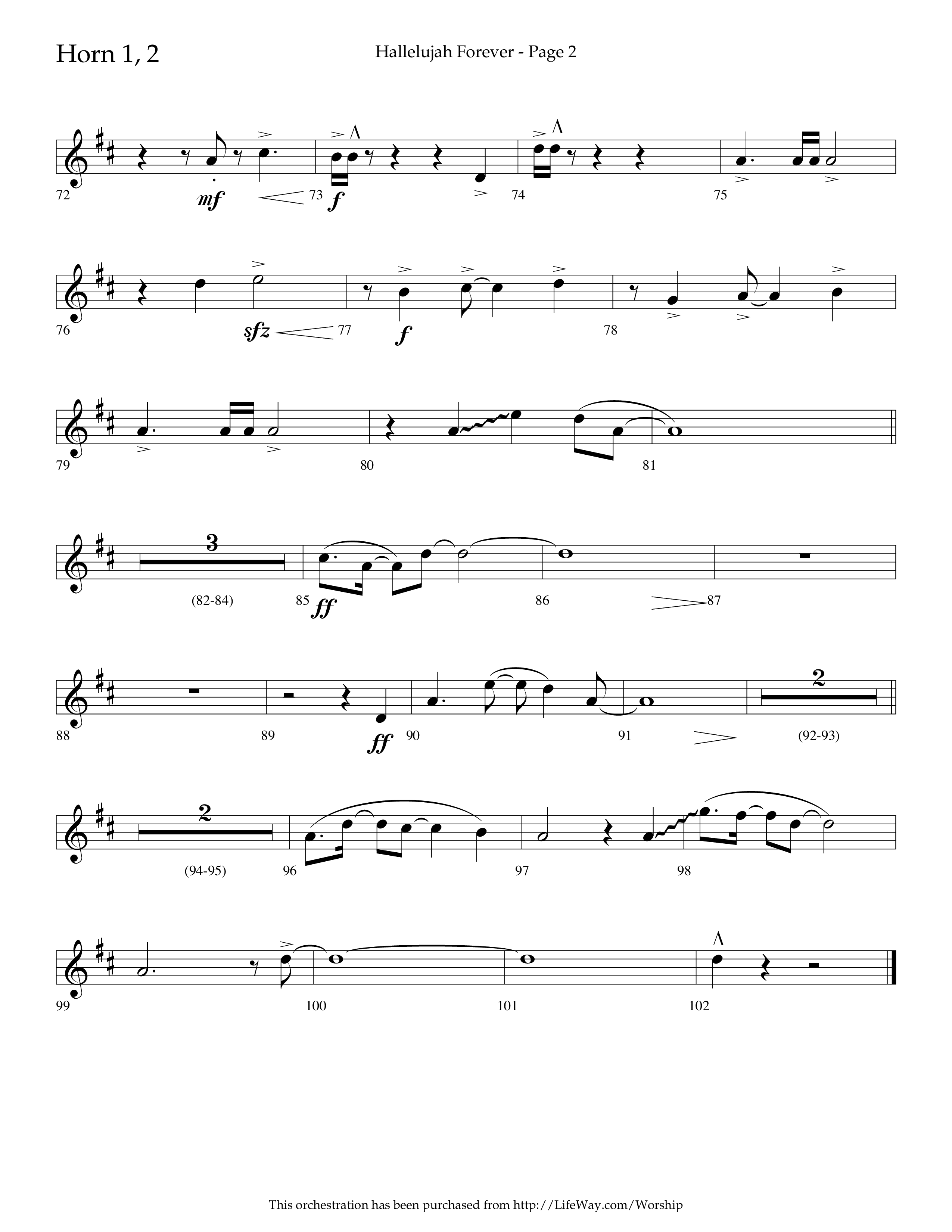 Hallelujah Forever (Choral Anthem SATB) French Horn 1/2 (Lifeway Choral / Arr. Cliff Duren)