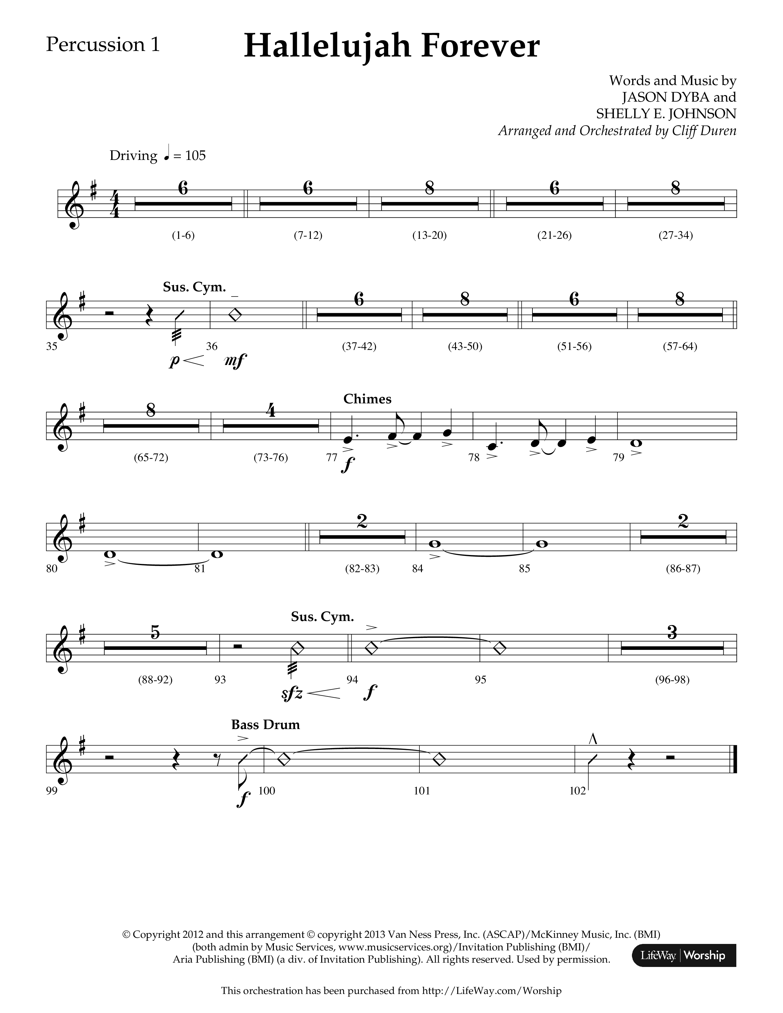 Hallelujah Forever (Choral Anthem SATB) Percussion 1/2 (Lifeway Choral / Arr. Cliff Duren)