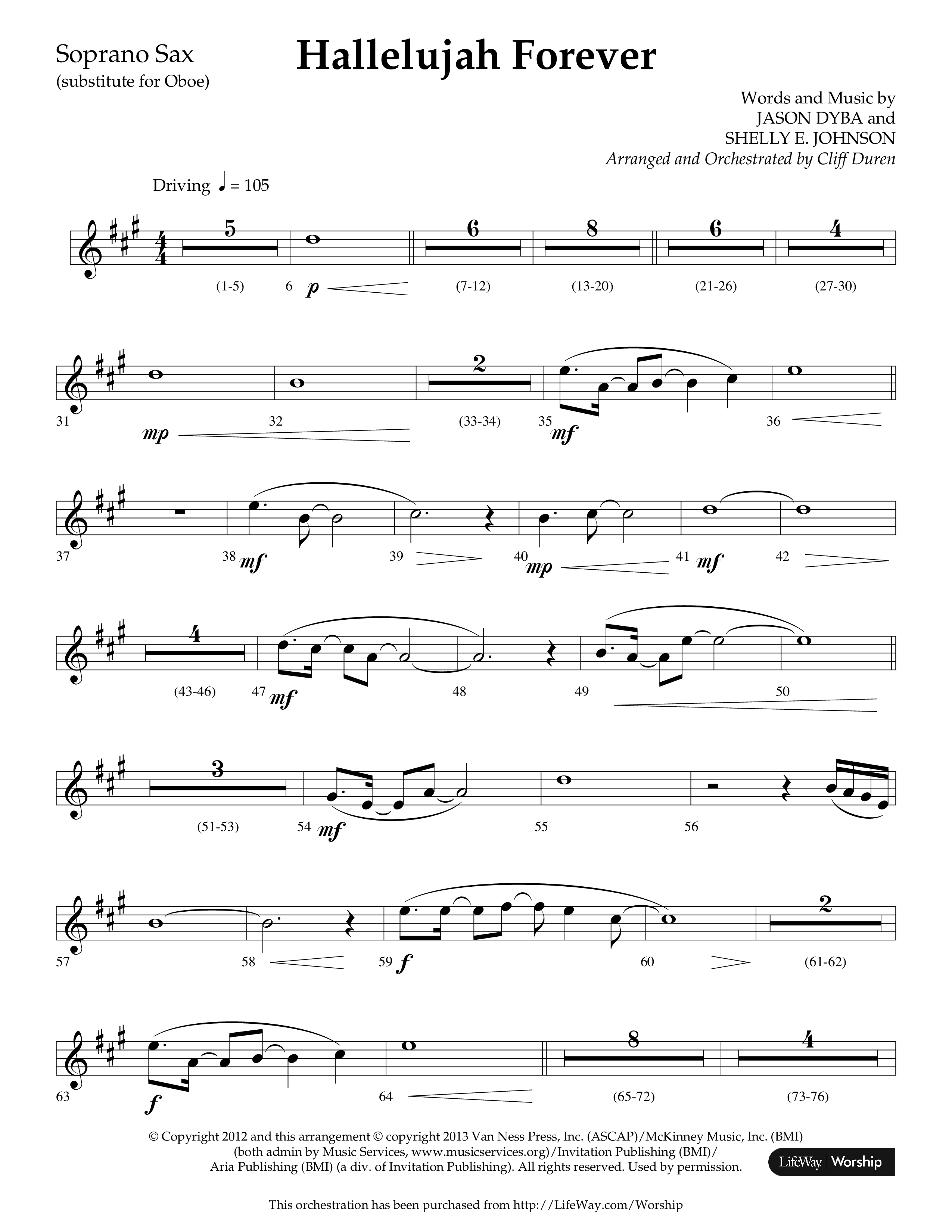 Hallelujah Forever (Choral Anthem SATB) Soprano Sax (Lifeway Choral / Arr. Cliff Duren)