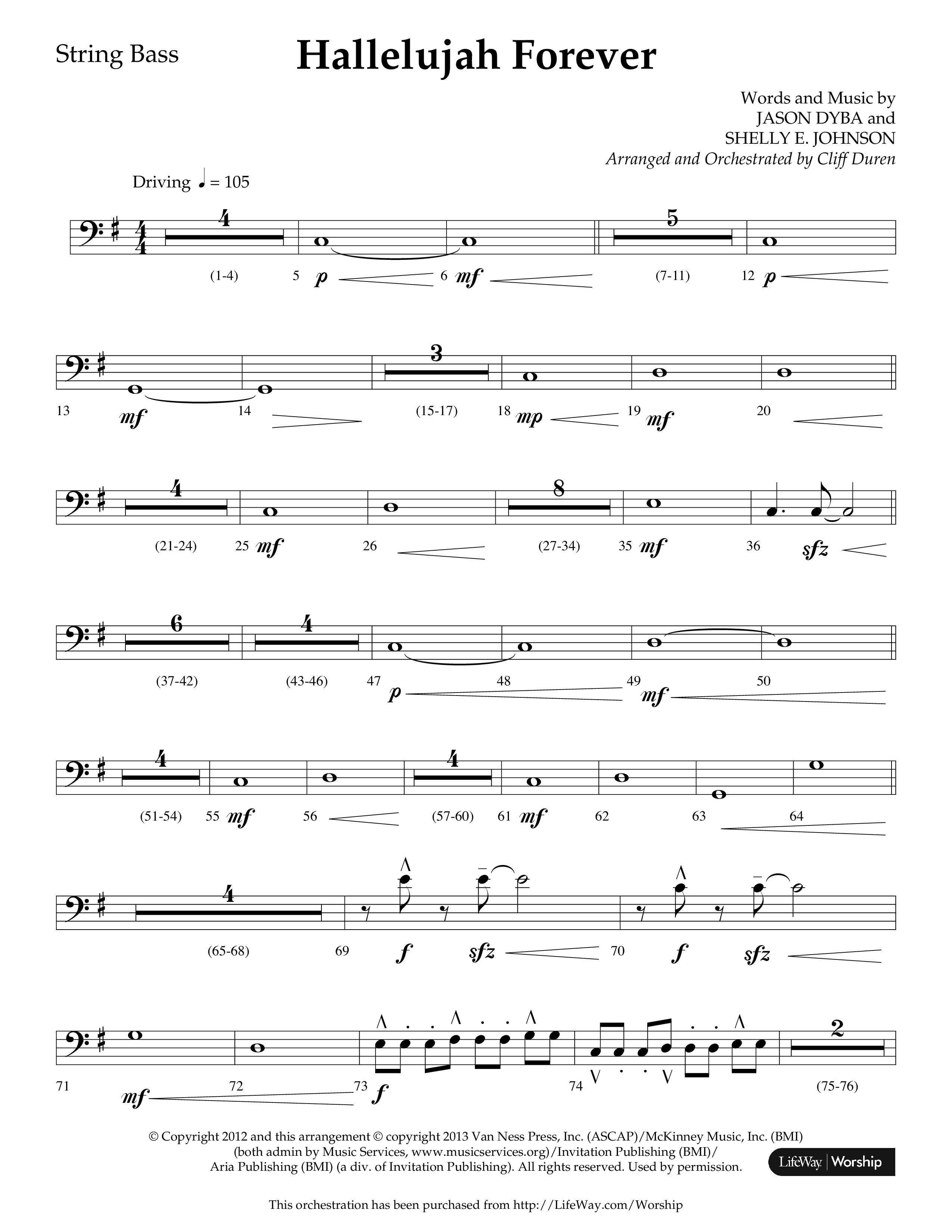 Hallelujah Forever (Choral Anthem SATB) String Bass (Lifeway Choral / Arr. Cliff Duren)
