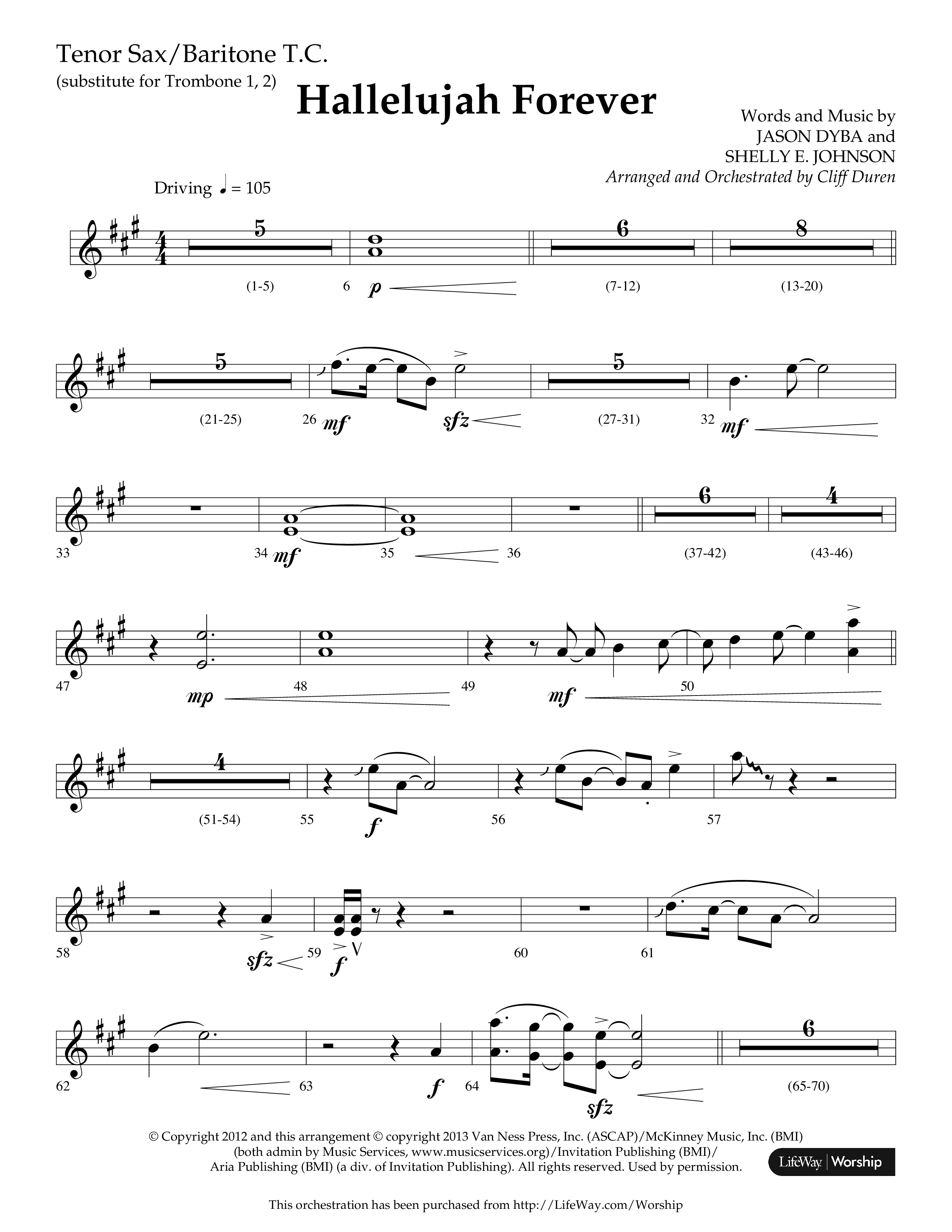 Hallelujah Forever (Choral Anthem SATB) Tenor Sax/Baritone T.C. (Lifeway Choral / Arr. Cliff Duren)