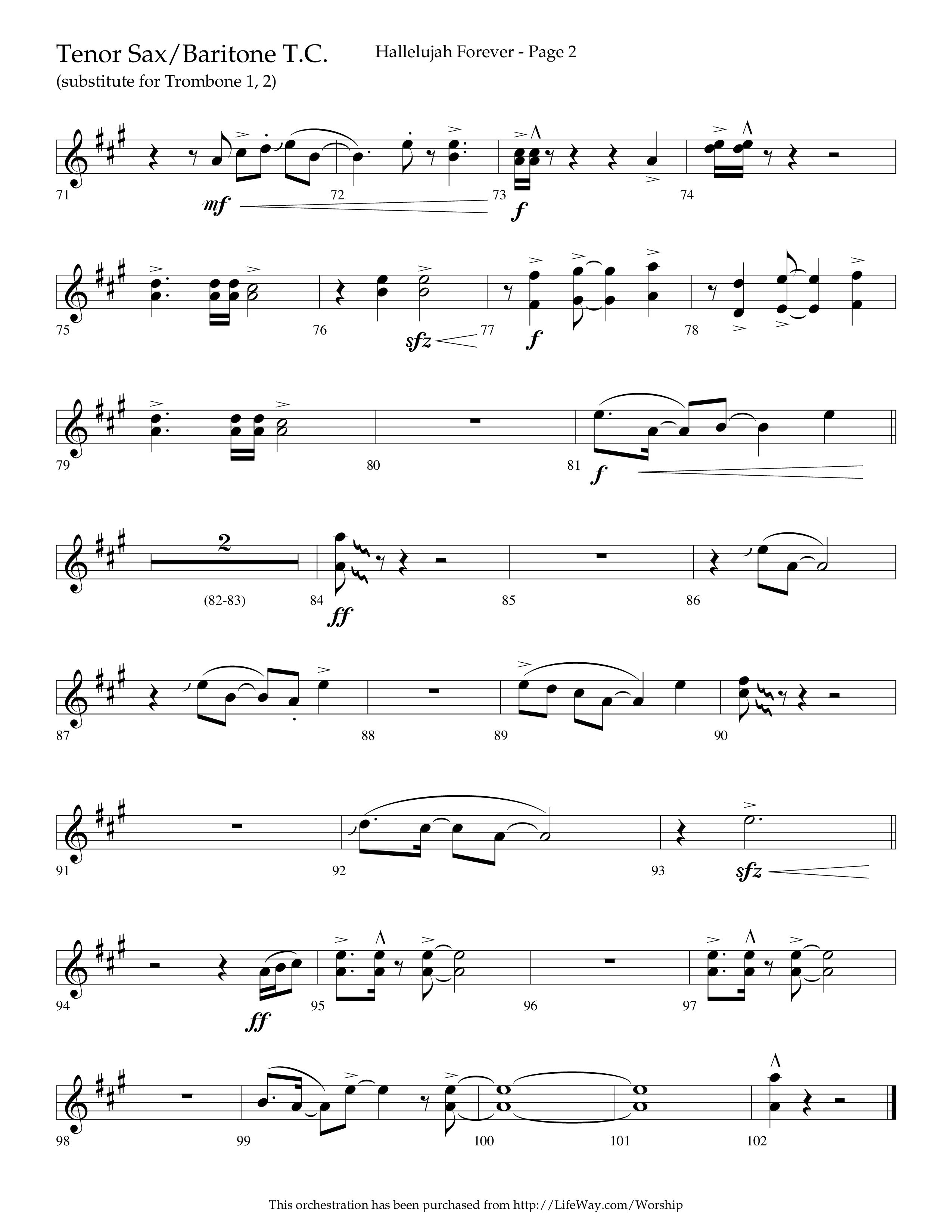 Hallelujah Forever (Choral Anthem SATB) Tenor Sax/Baritone T.C. (Lifeway Choral / Arr. Cliff Duren)