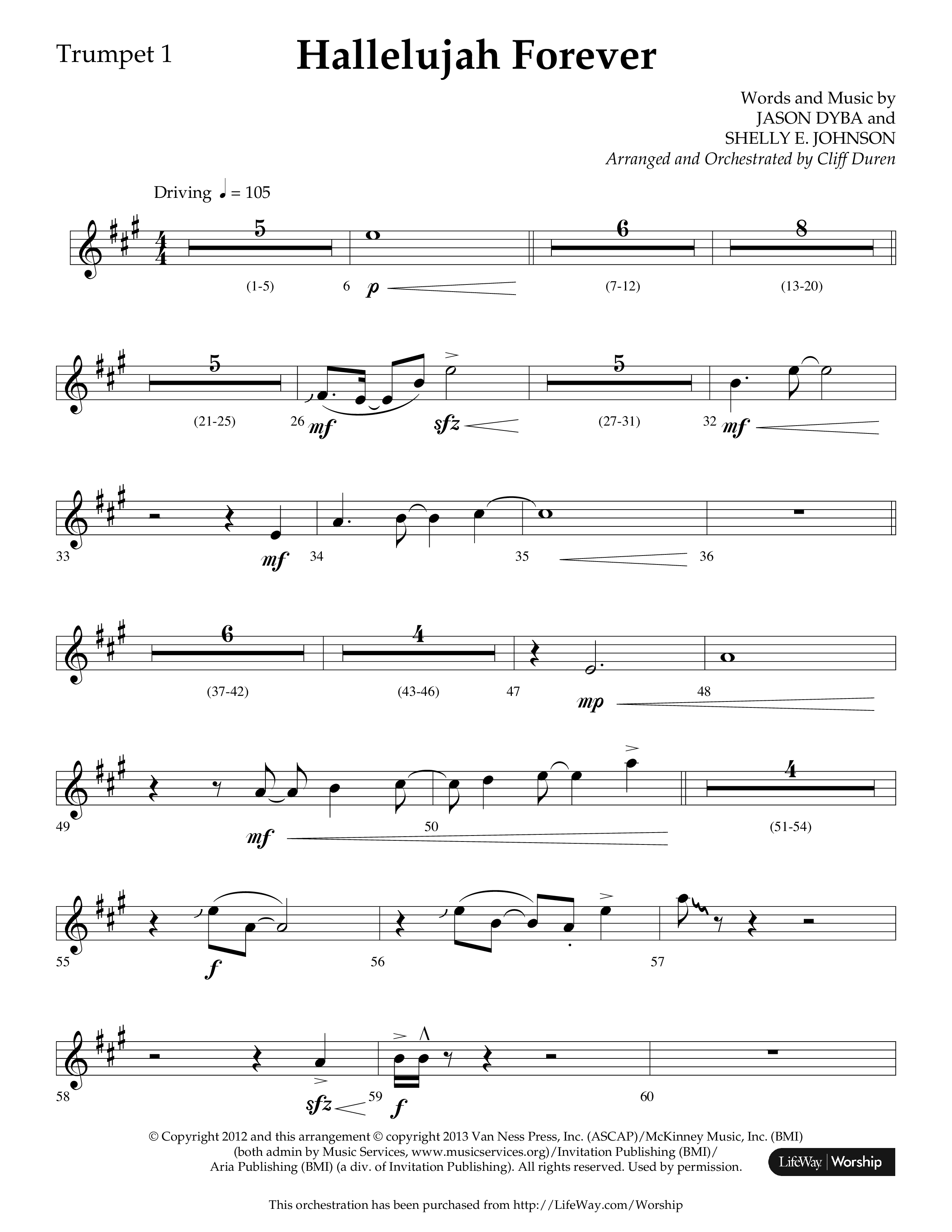 Hallelujah Forever (Choral Anthem SATB) Trumpet 1 (Lifeway Choral / Arr. Cliff Duren)