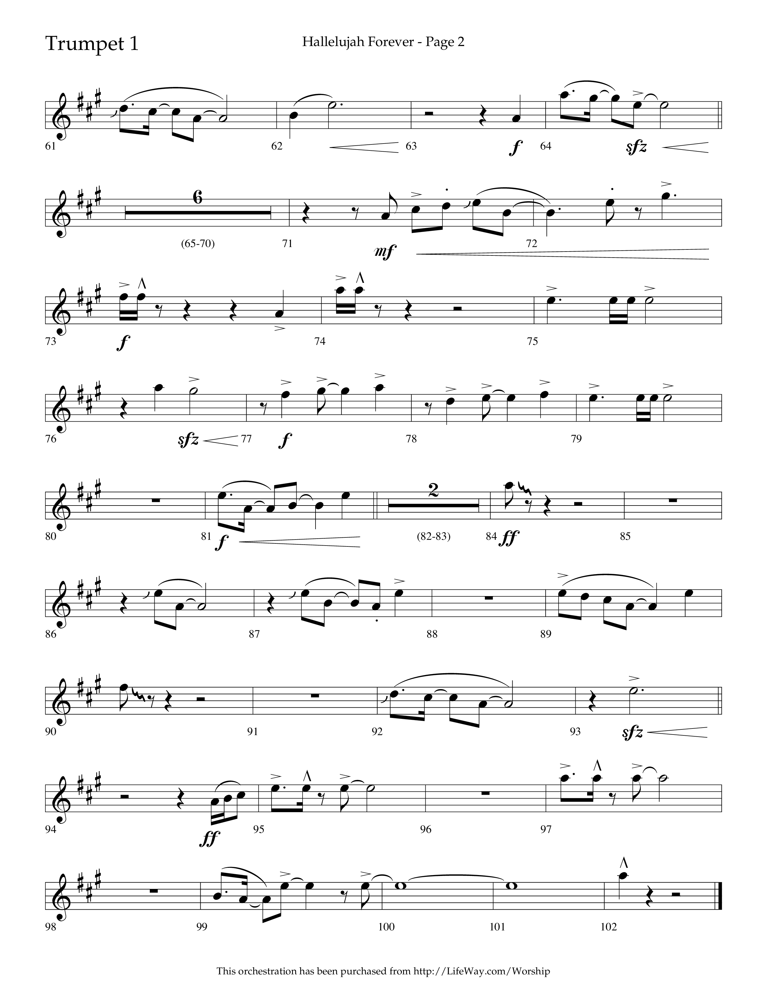 Hallelujah Forever (Choral Anthem SATB) Trumpet 1 (Lifeway Choral / Arr. Cliff Duren)