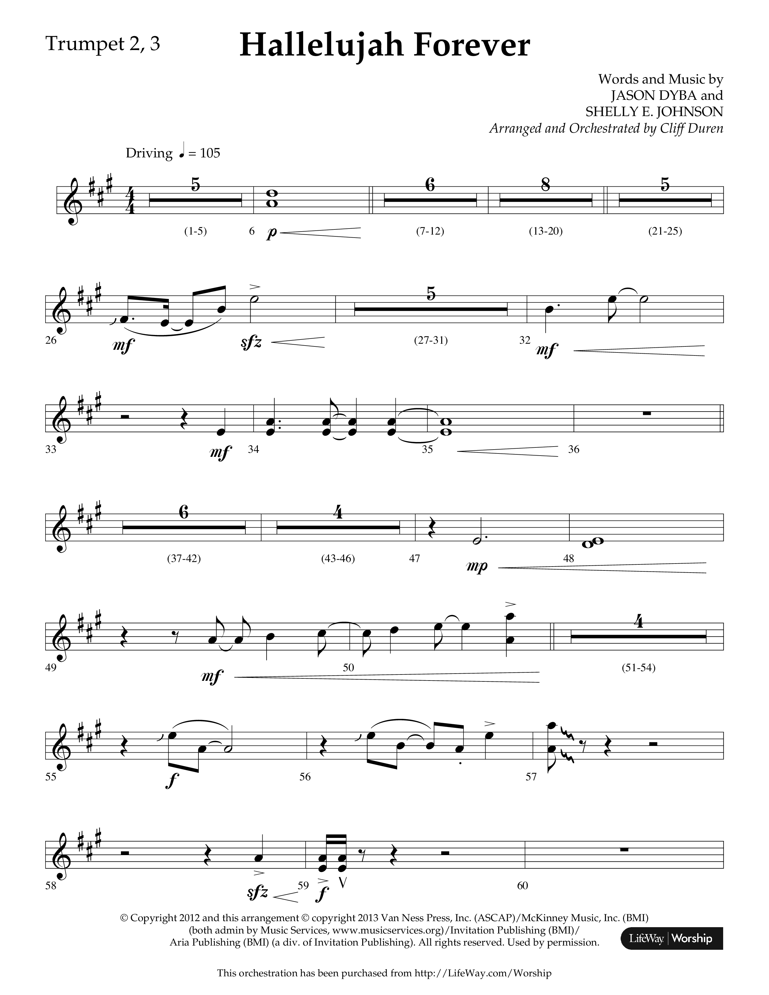 Hallelujah Forever (Choral Anthem SATB) Trumpet 2/3 (Lifeway Choral / Arr. Cliff Duren)