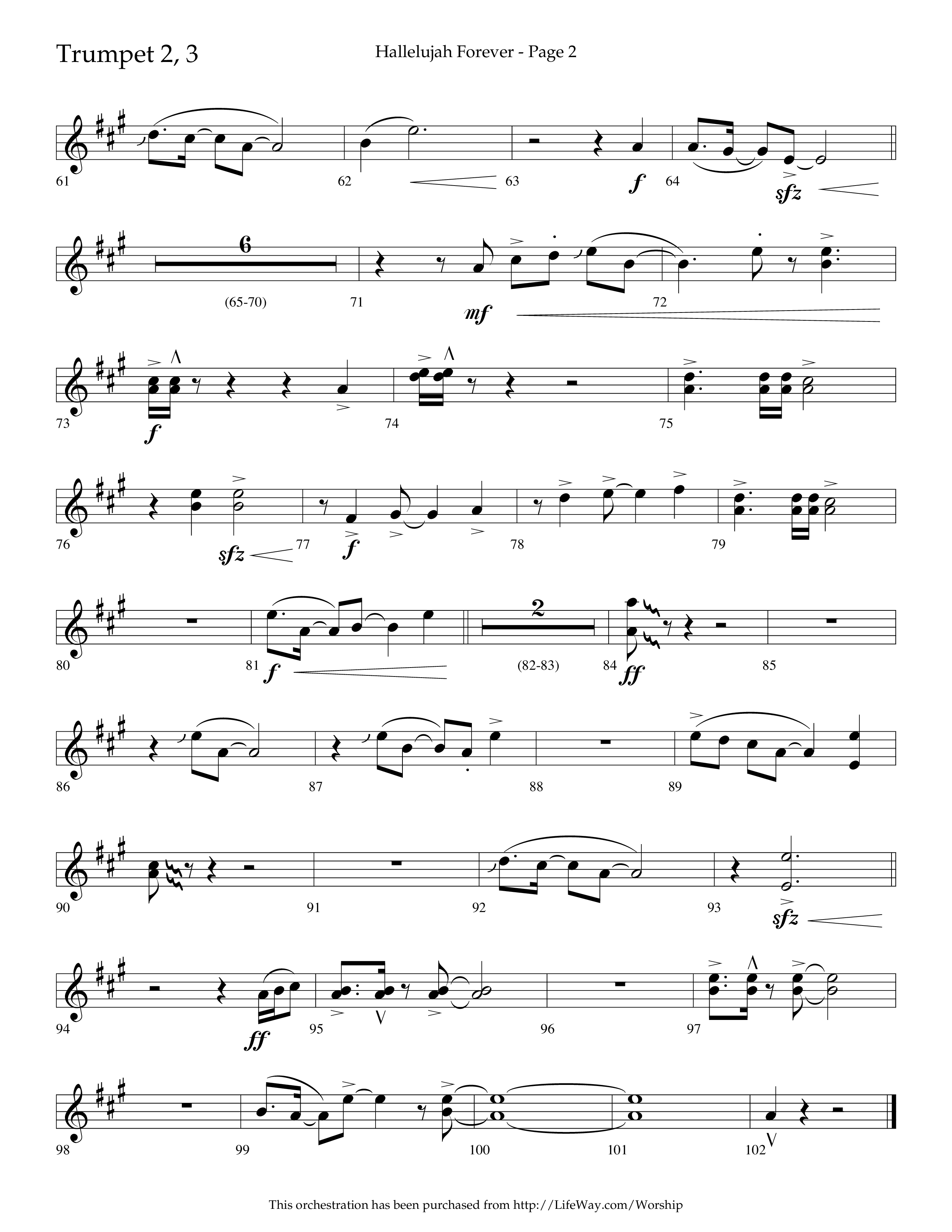 Hallelujah Forever (Choral Anthem SATB) Trumpet 2/3 (Lifeway Choral / Arr. Cliff Duren)