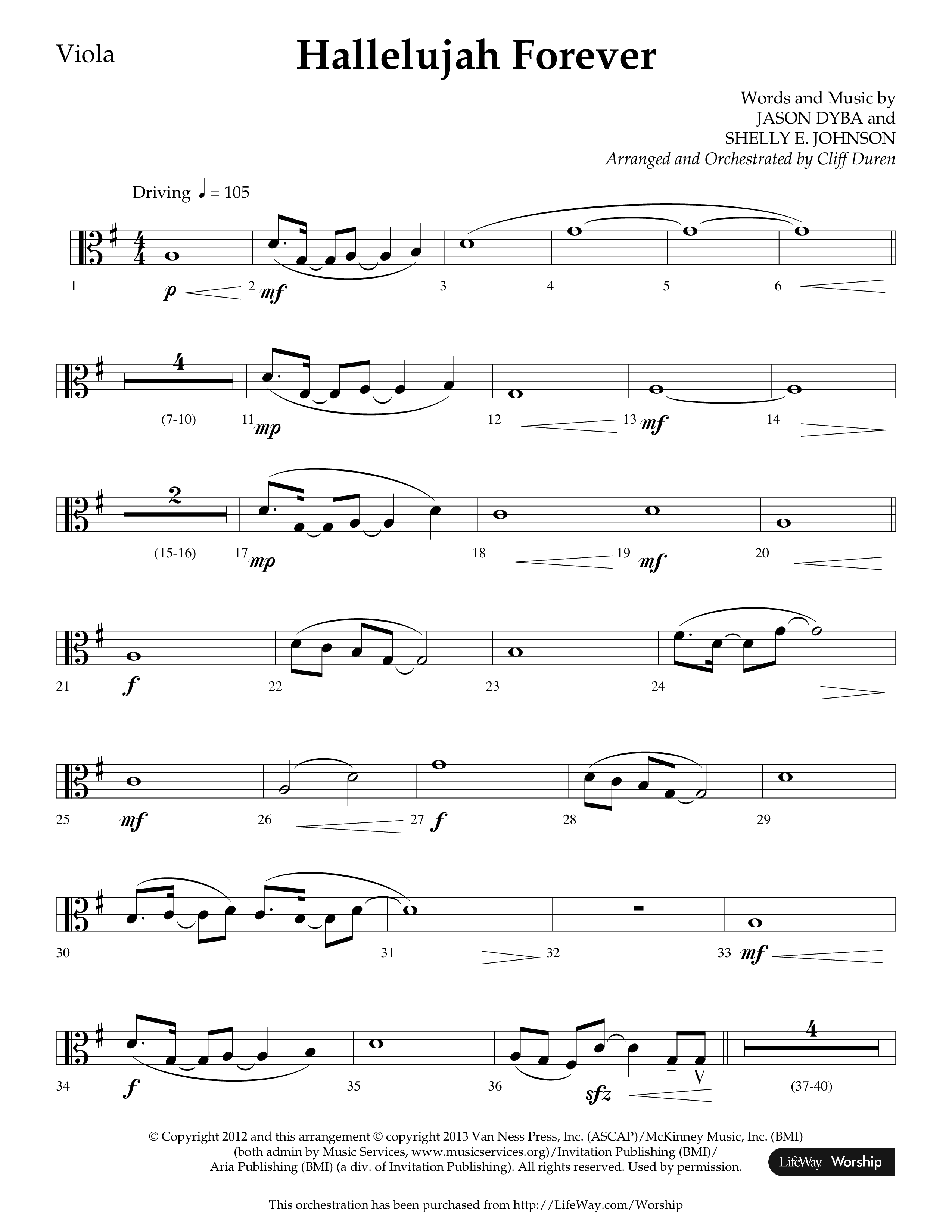 Hallelujah Forever (Choral Anthem SATB) Viola (Lifeway Choral / Arr. Cliff Duren)