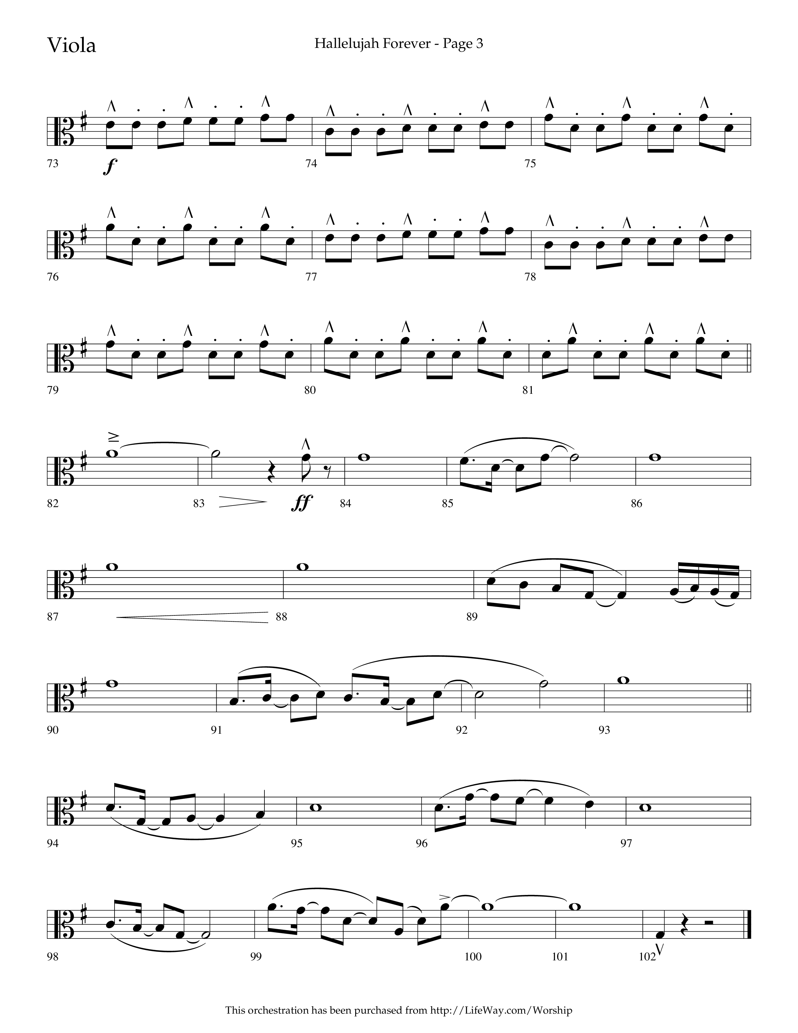 Hallelujah Forever (Choral Anthem SATB) Viola (Lifeway Choral / Arr. Cliff Duren)