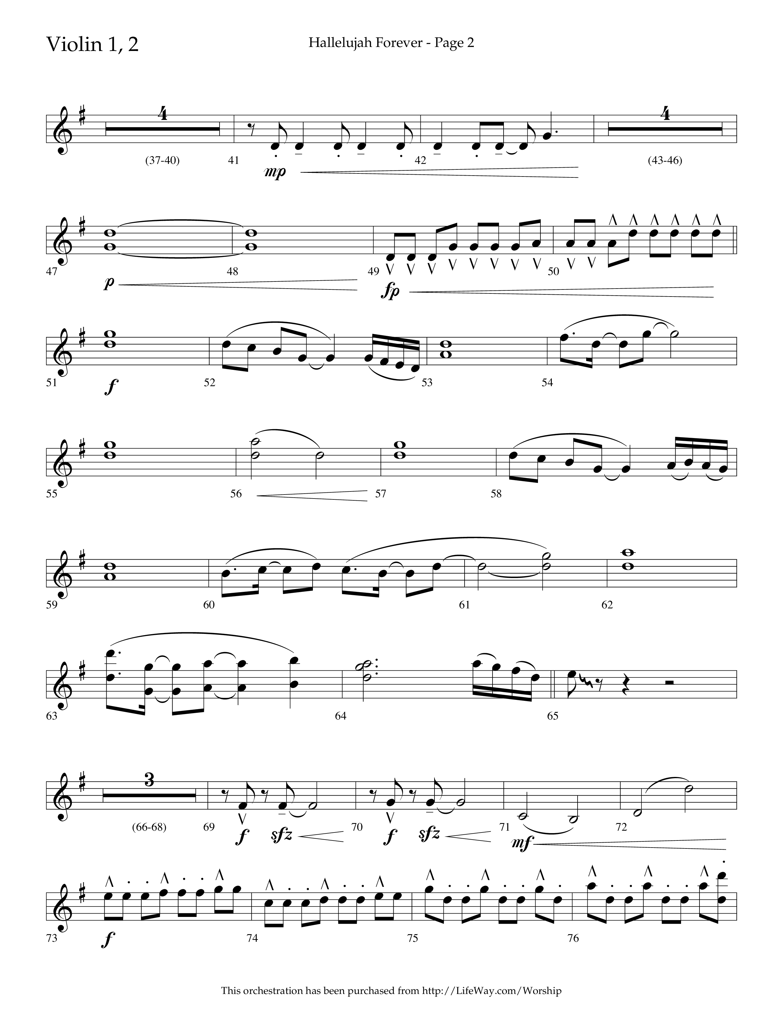 Hallelujah Forever (Choral Anthem SATB) Violin 1/2 (Lifeway Choral / Arr. Cliff Duren)