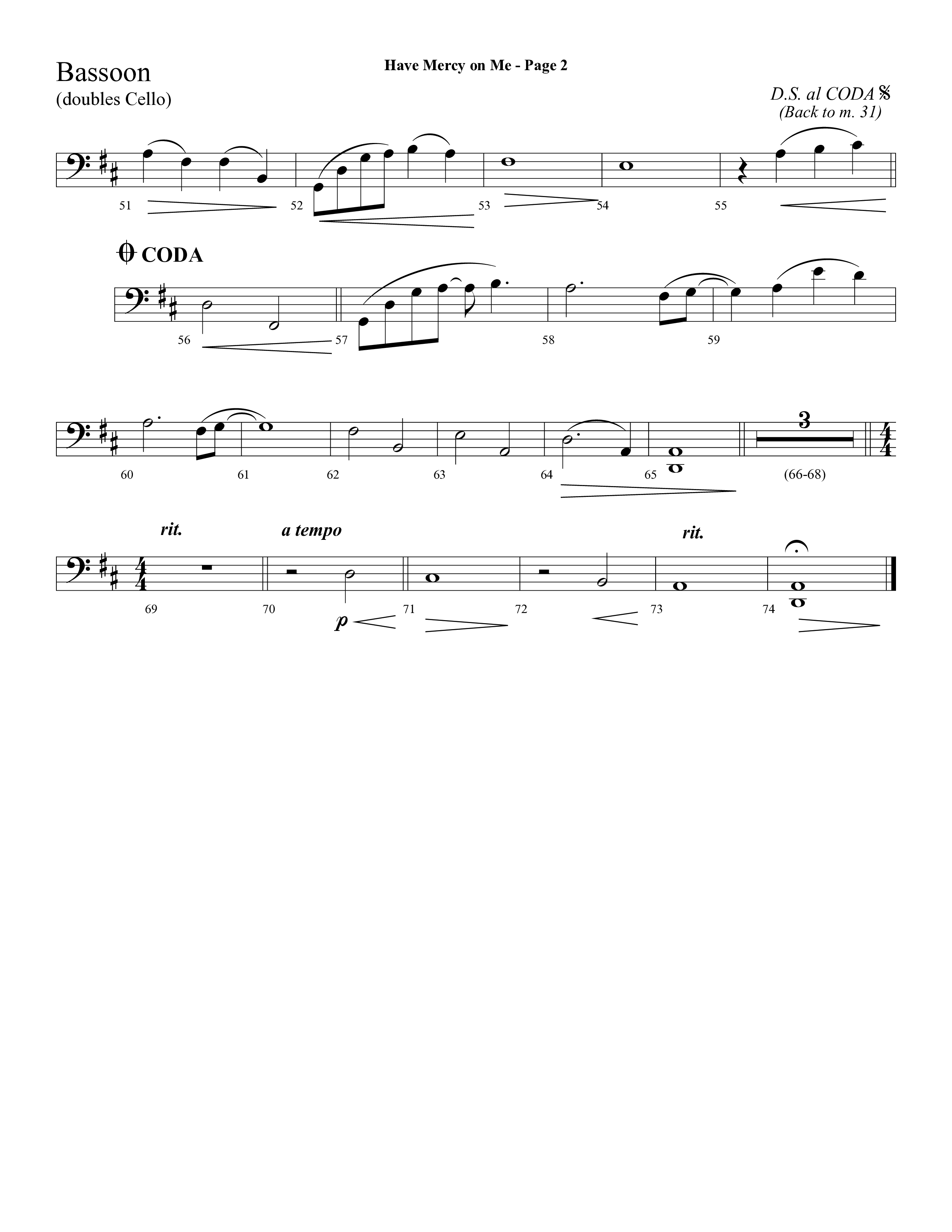 Have Mercy On Me (Choral Anthem SATB) Bassoon (Lifeway Choral / Arr. Phillip Keveren / Orch. Stephen K. Hand)