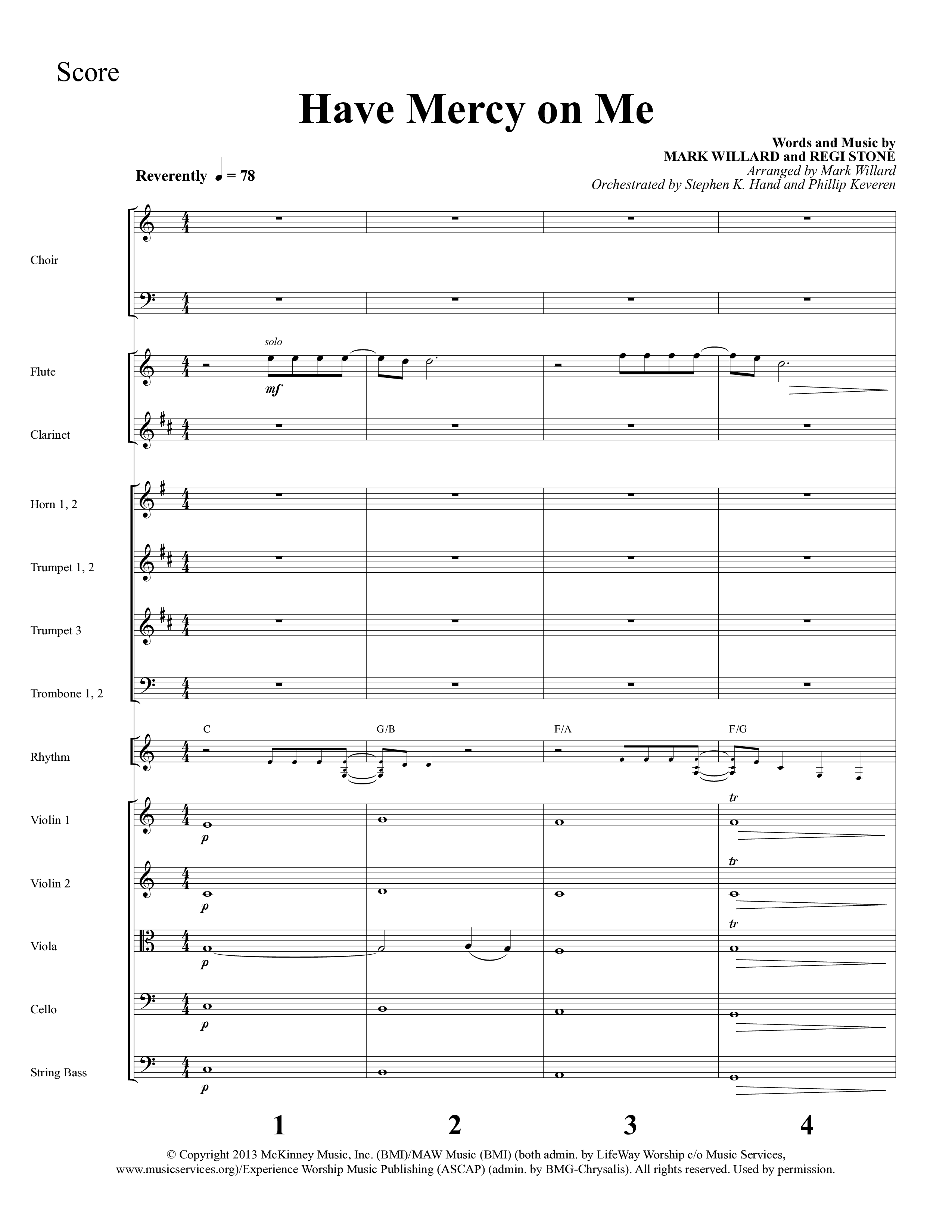 Have Mercy On Me (Choral Anthem SATB) Orchestration (Lifeway Choral / Arr. Phillip Keveren / Orch. Stephen K. Hand)