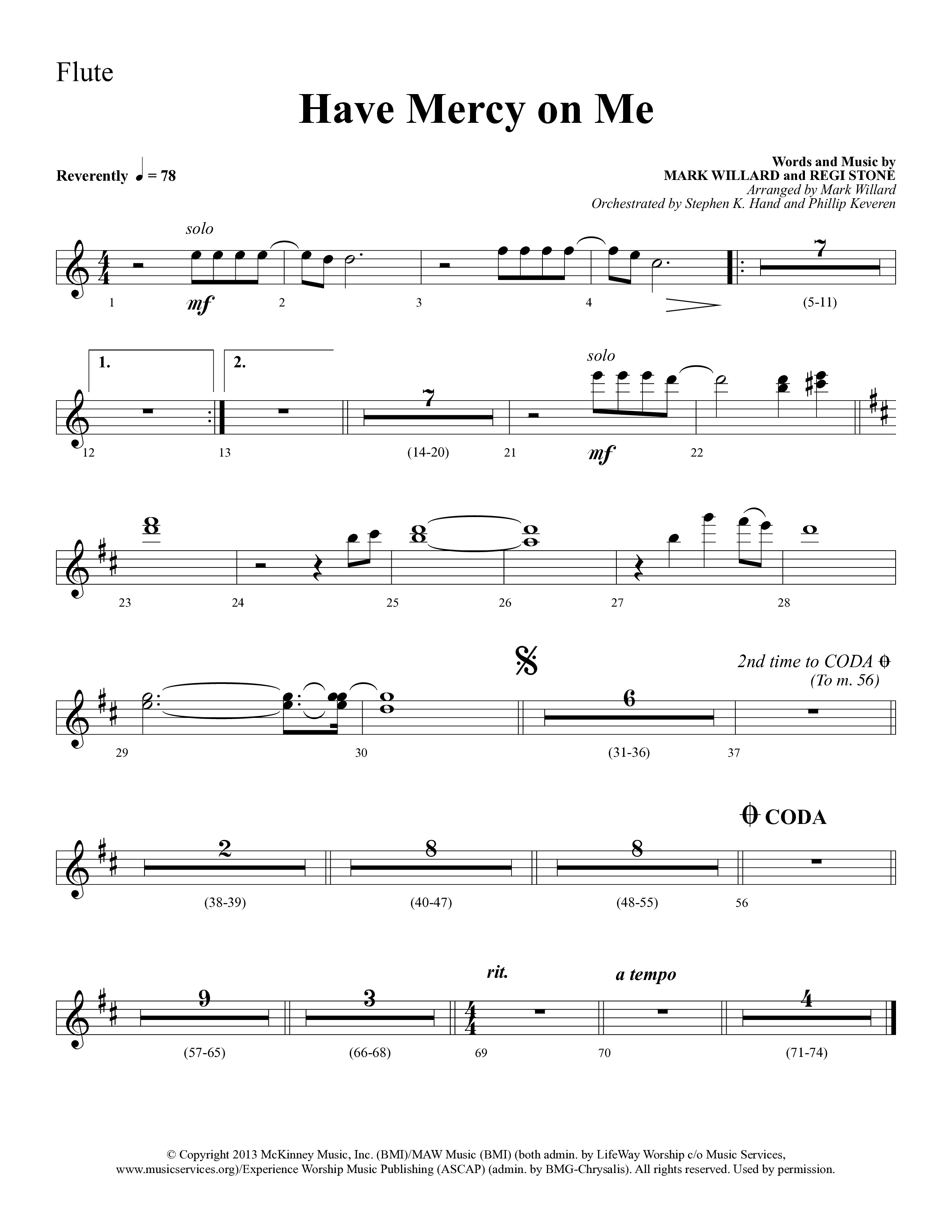 Have Mercy On Me (Choral Anthem SATB) Flute (Lifeway Choral / Arr. Phillip Keveren / Orch. Stephen K. Hand)
