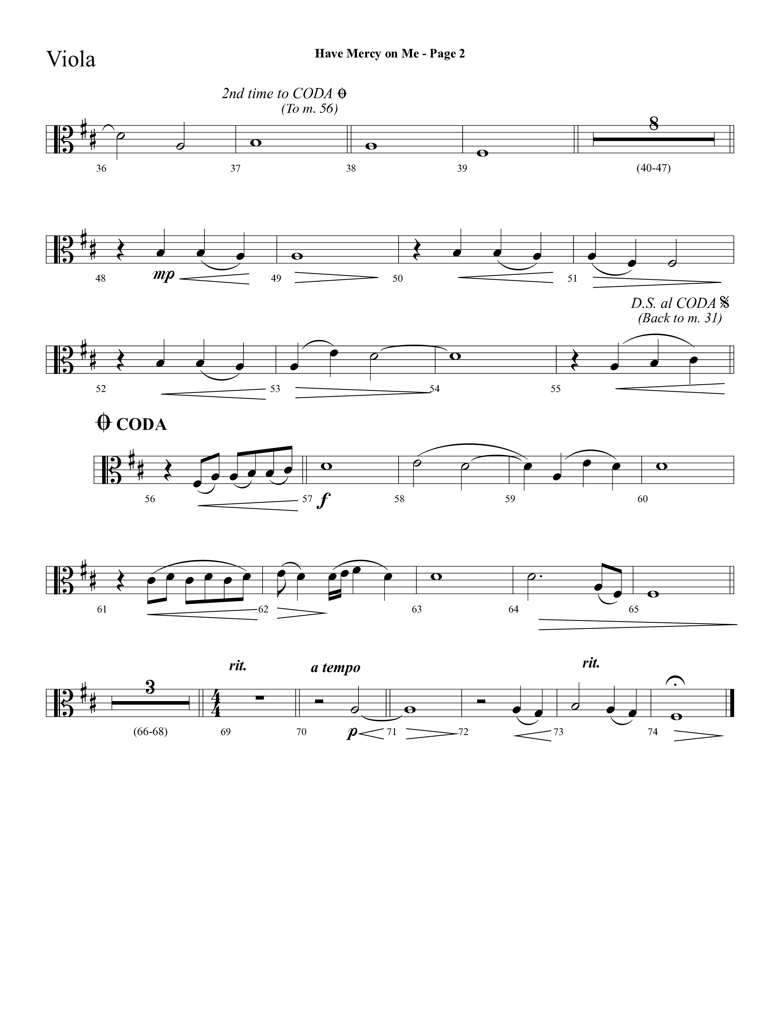 Have Mercy On Me (Choral Anthem SATB) Viola (Lifeway Choral / Arr. Phillip Keveren / Orch. Stephen K. Hand)