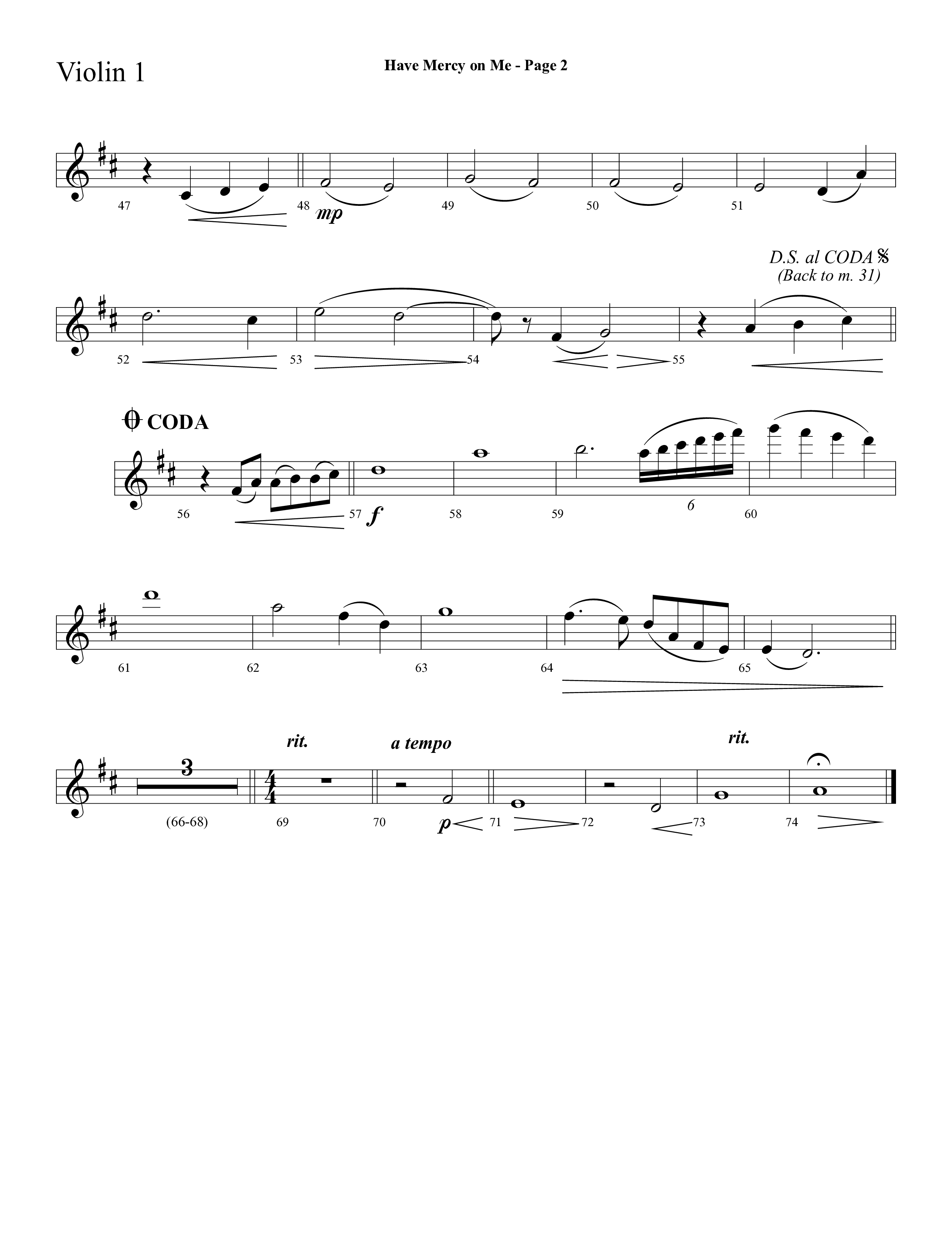 Have Mercy On Me (Choral Anthem SATB) Violin 1 (Lifeway Choral / Arr. Phillip Keveren / Orch. Stephen K. Hand)