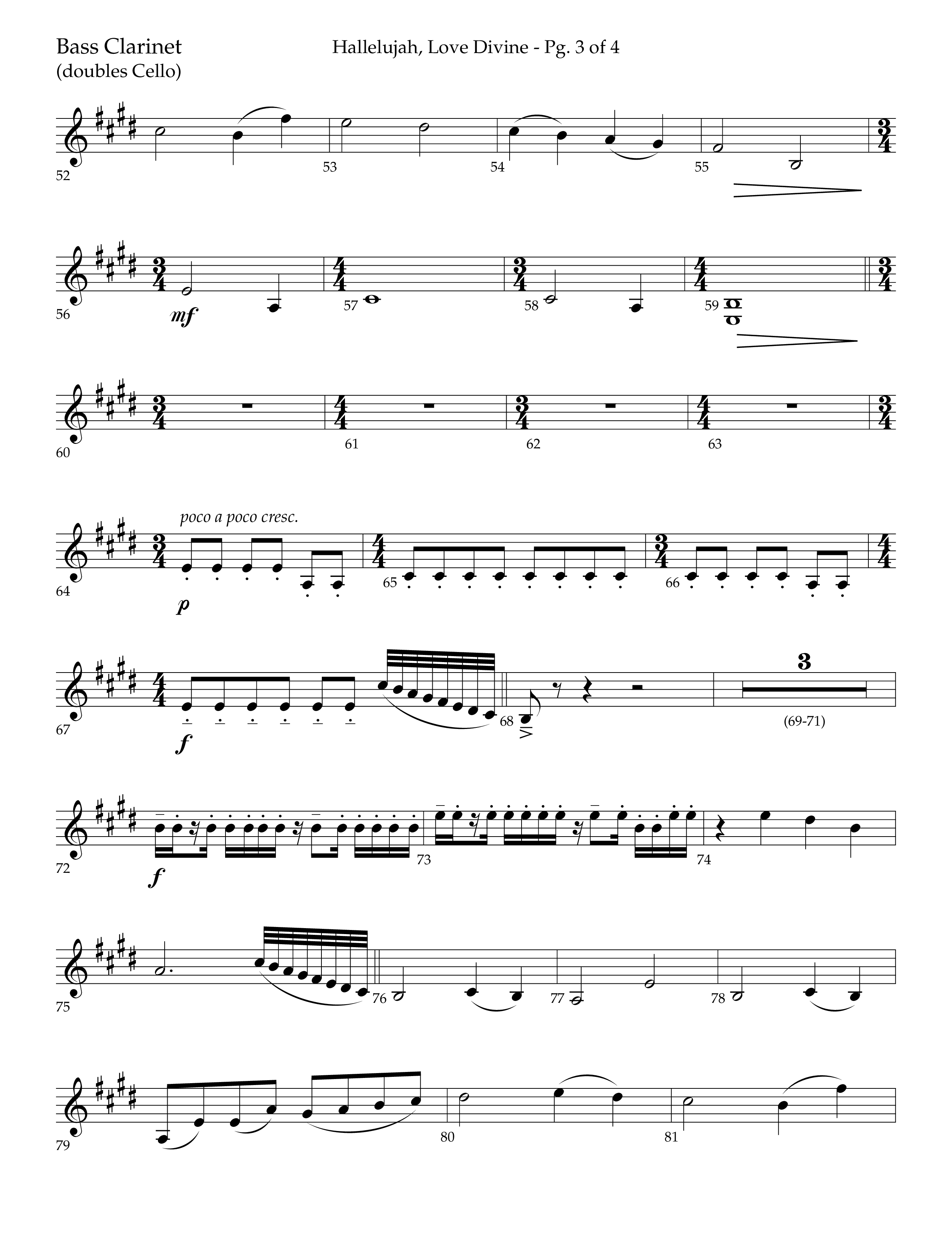 Hallelujah Love Divine (Choral Anthem SATB) Bass Clarinet (Lifeway Choral / Arr. John Bolin / Arr. Don Koch / Orch. Phillip Keveren)