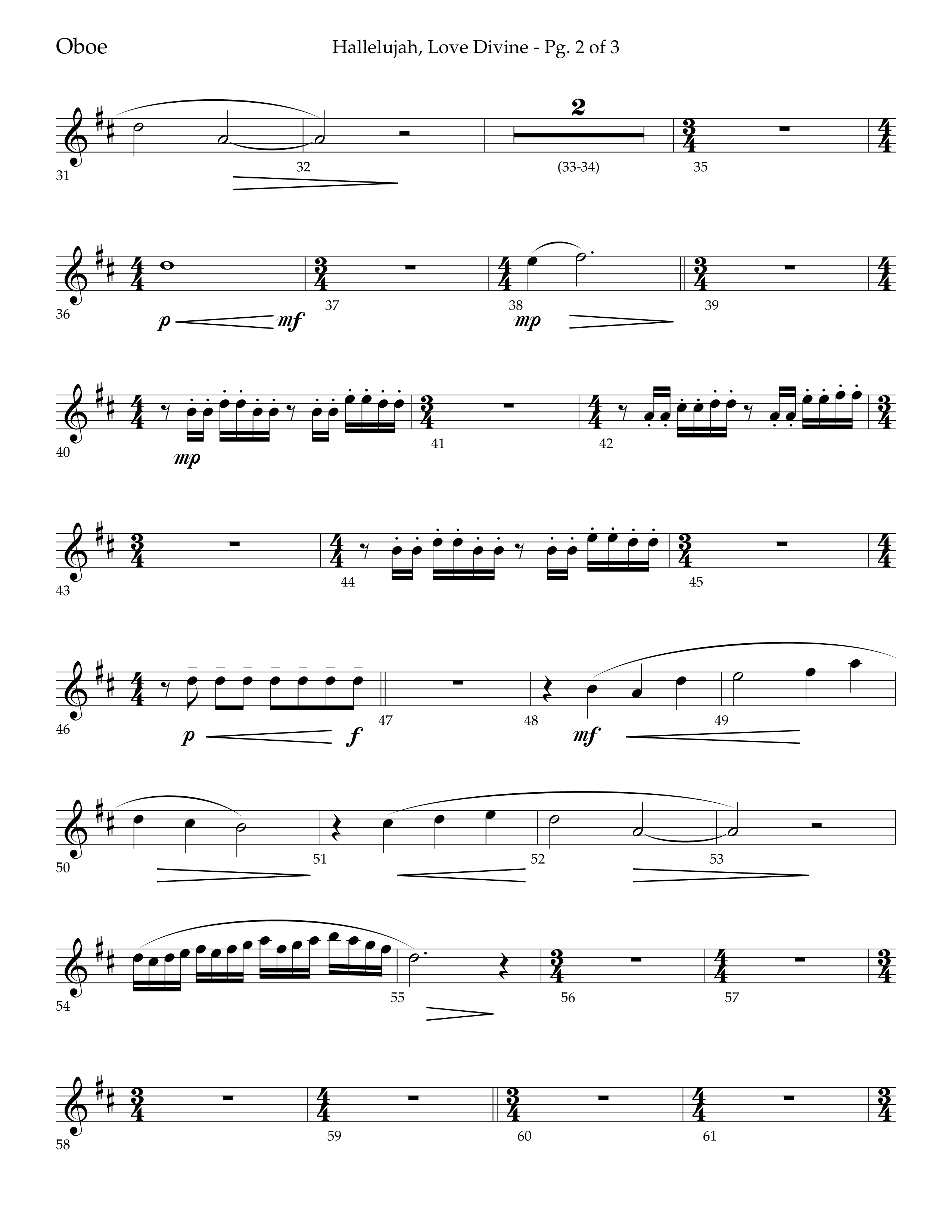 Hallelujah Love Divine (Choral Anthem SATB) Oboe (Lifeway Choral / Arr. John Bolin / Arr. Don Koch / Orch. Phillip Keveren)