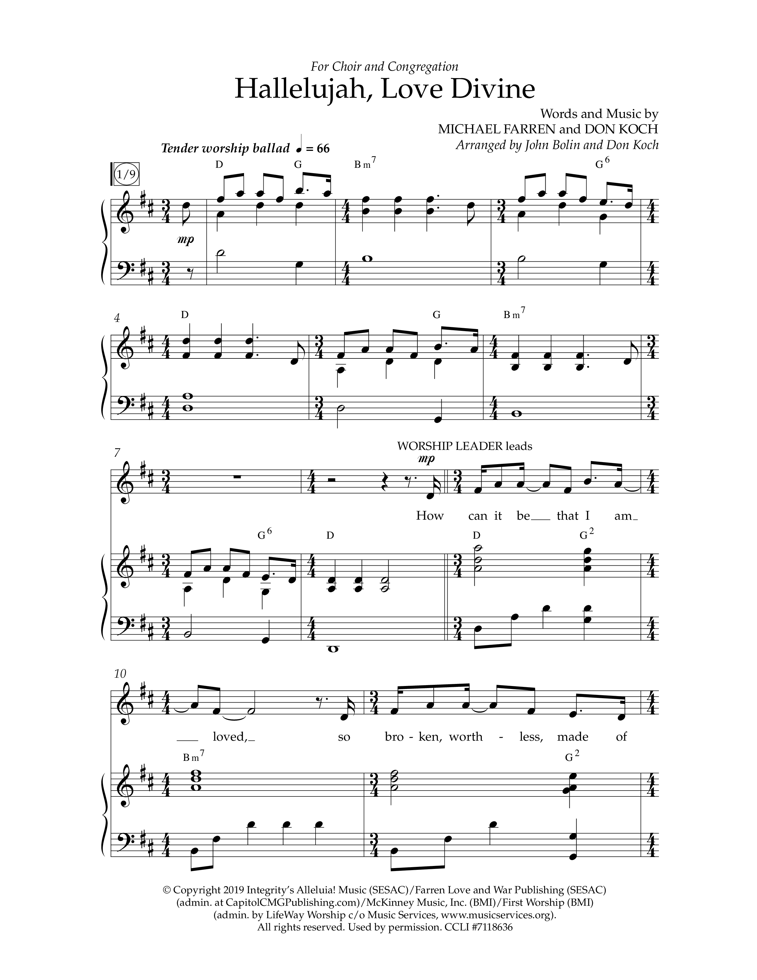 Hallelujah Love Divine (Choral Anthem SATB) Anthem (SATB/Piano) (Lifeway Choral / Arr. John Bolin / Arr. Don Koch / Orch. Phillip Keveren)