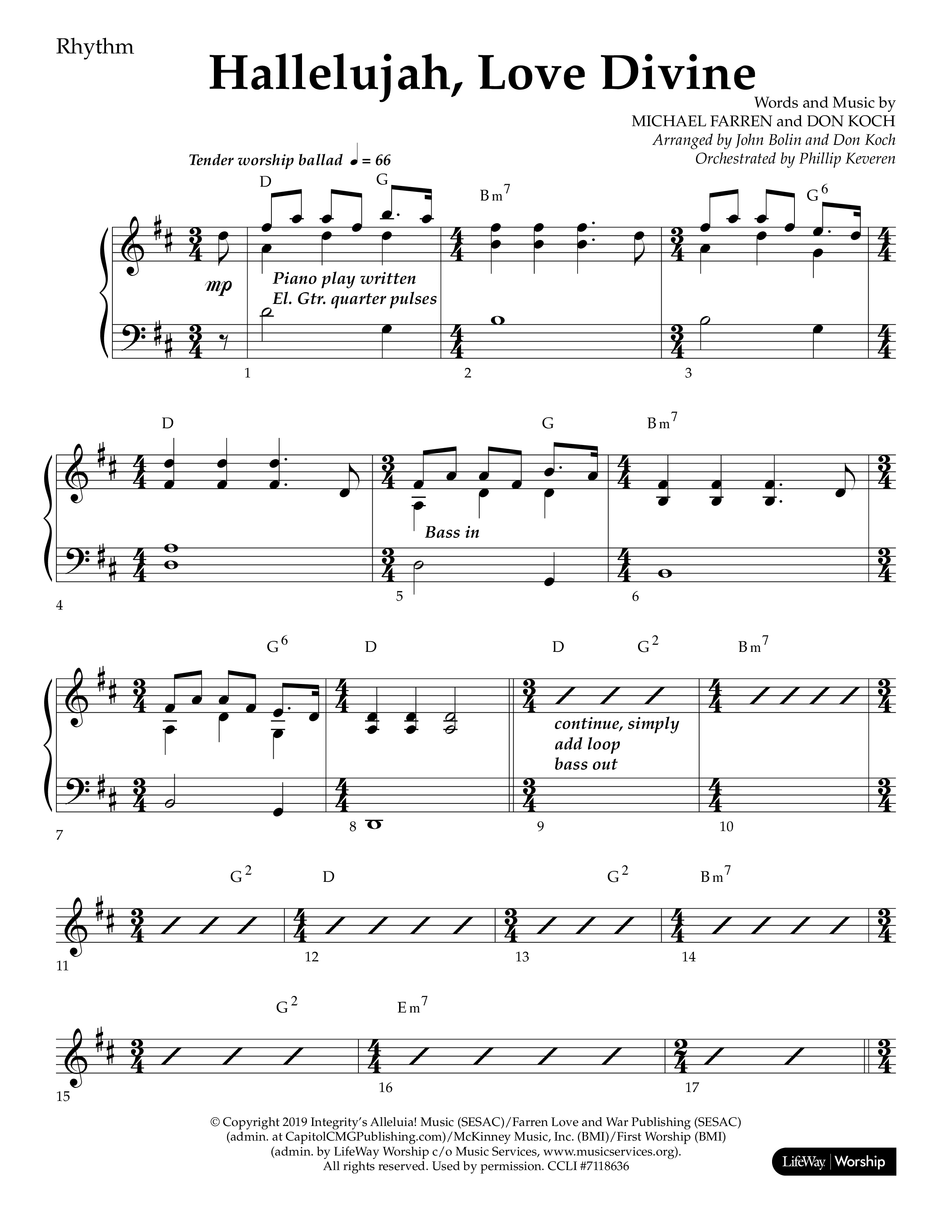 Hallelujah Love Divine (Choral Anthem SATB) Lead Melody & Rhythm (Lifeway Choral / Arr. John Bolin / Arr. Don Koch / Orch. Phillip Keveren)