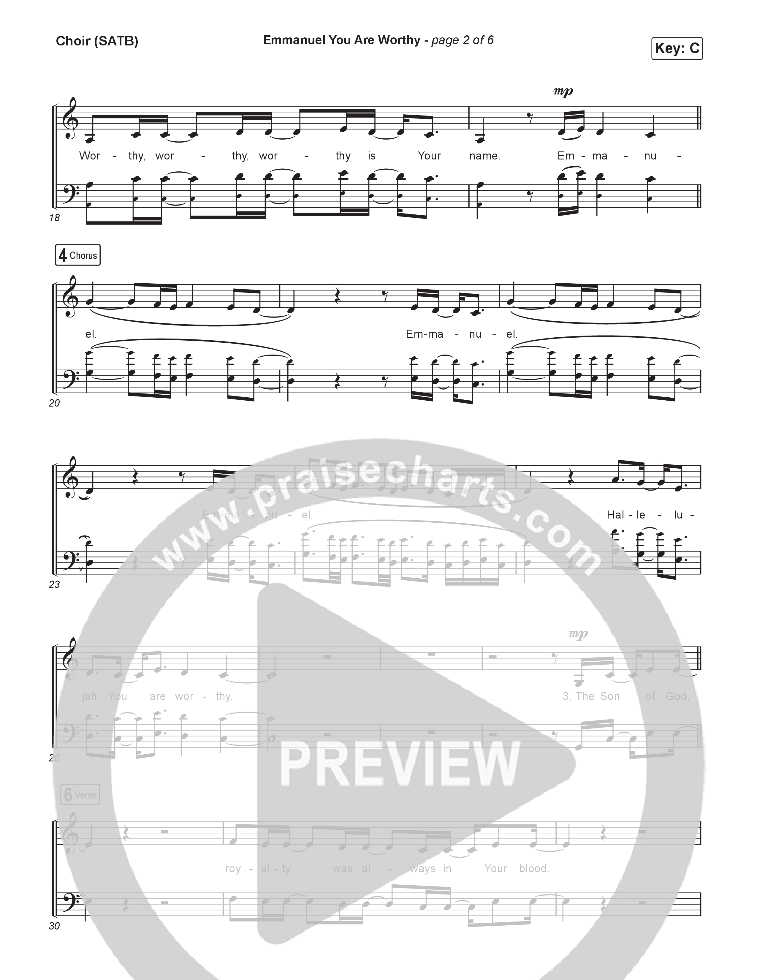 Emmanuel You Are Worthy Choir Sheet (SATB) (Israel Houghton / Naomi Raine)