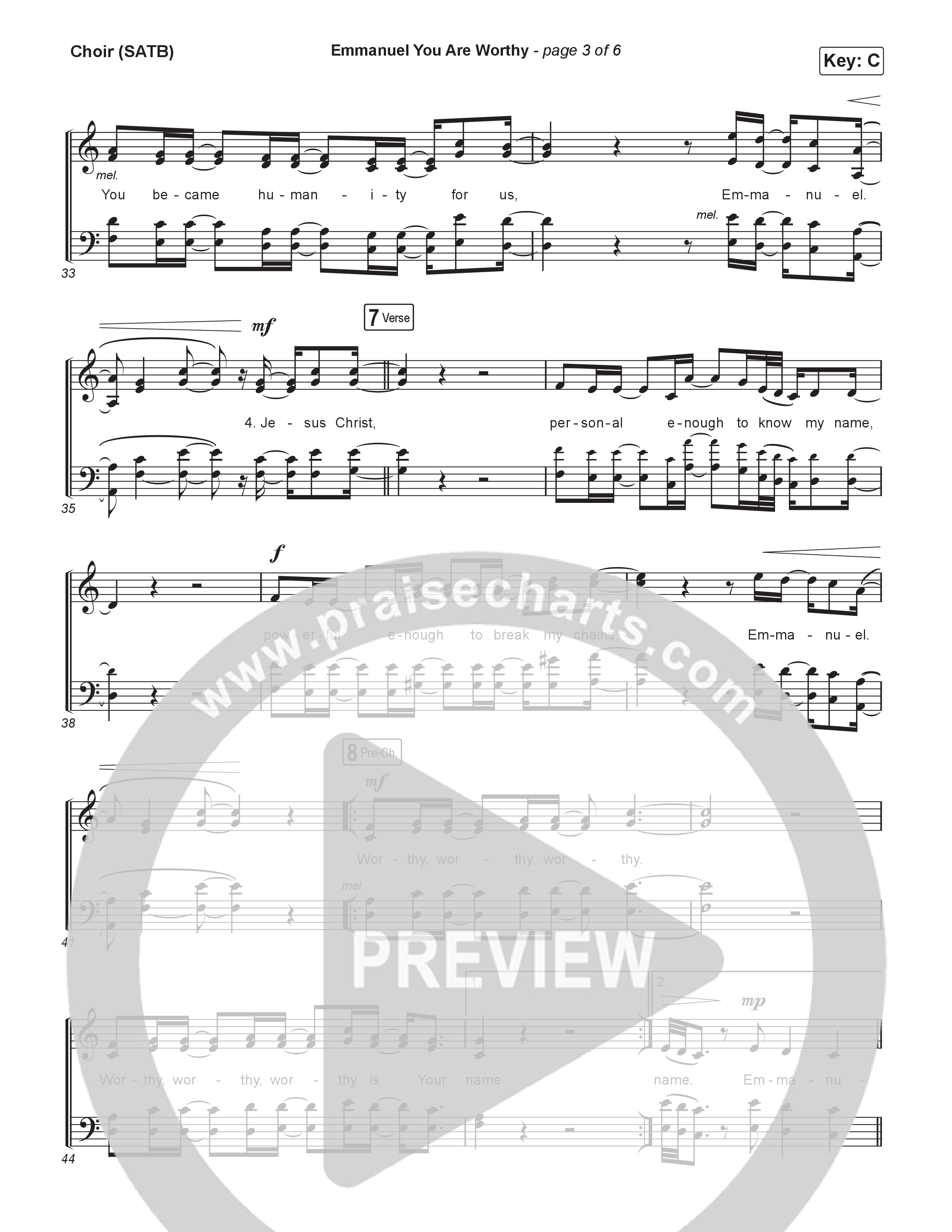 Emmanuel You Are Worthy Choir Sheet (SATB) (Israel Houghton / Naomi Raine)