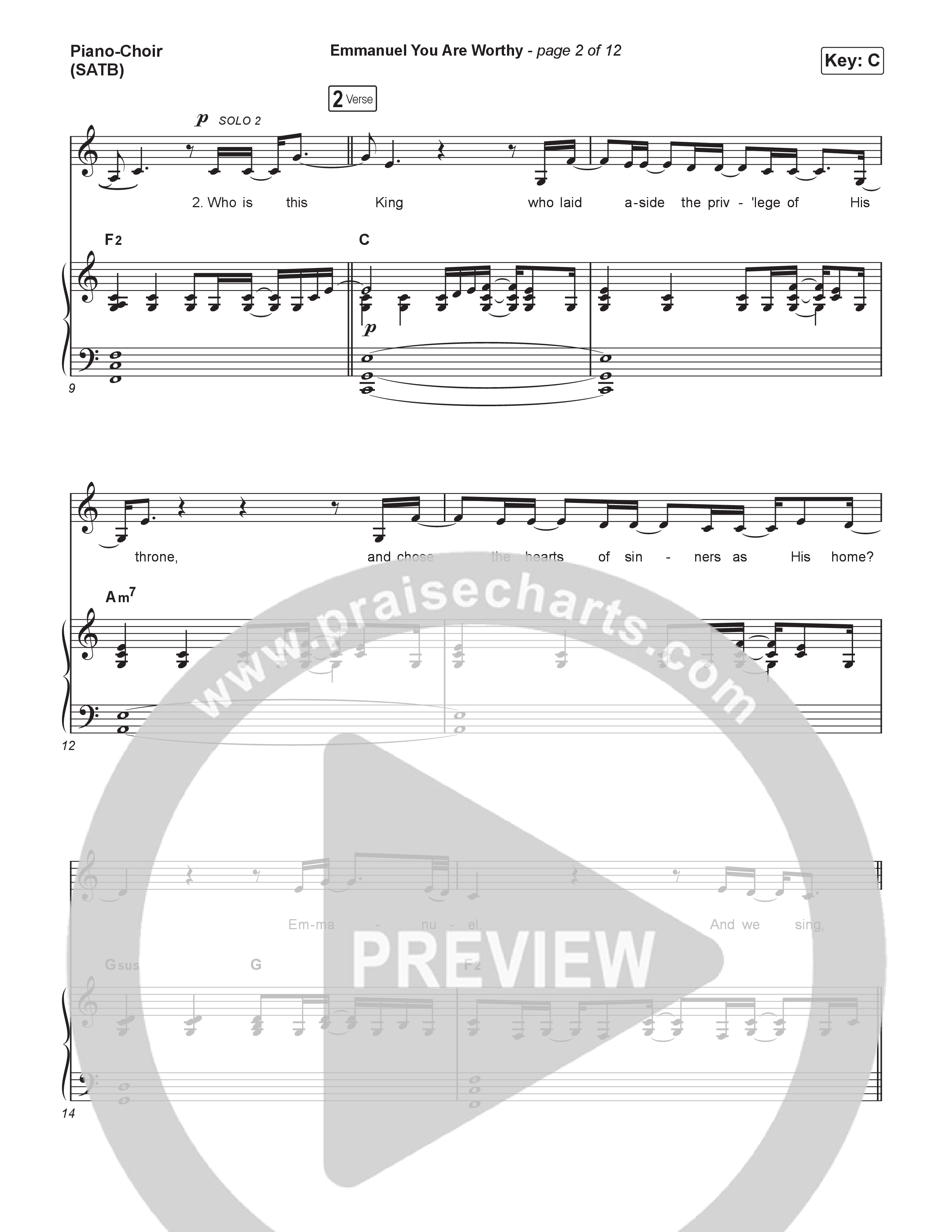 Emmanuel You Are Worthy Piano/Vocal Pack (Israel Houghton / Naomi Raine)