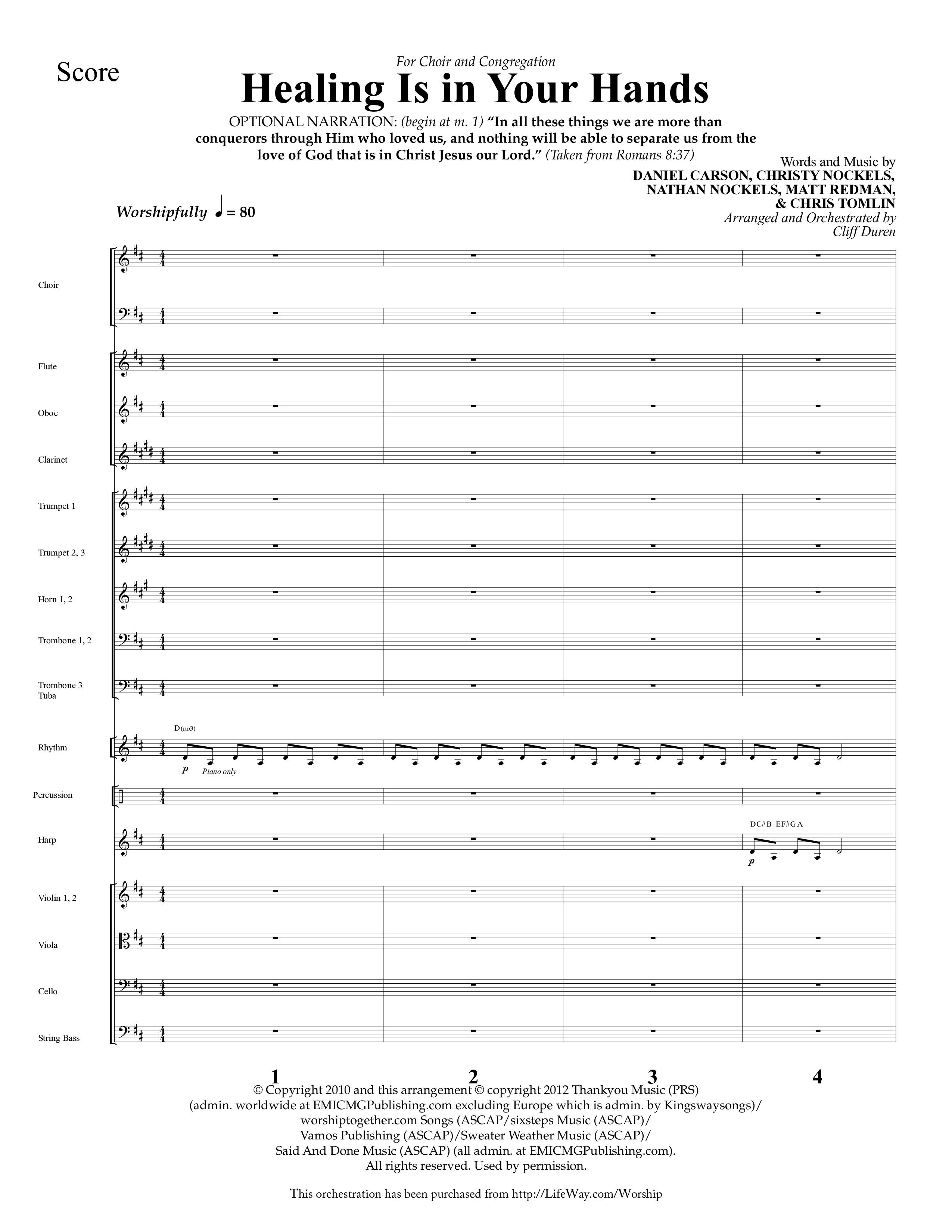Healing Is In Your Hands (Choral Anthem SATB) Conductor's Score (Lifeway Choral / Arr. Cliff Duren)