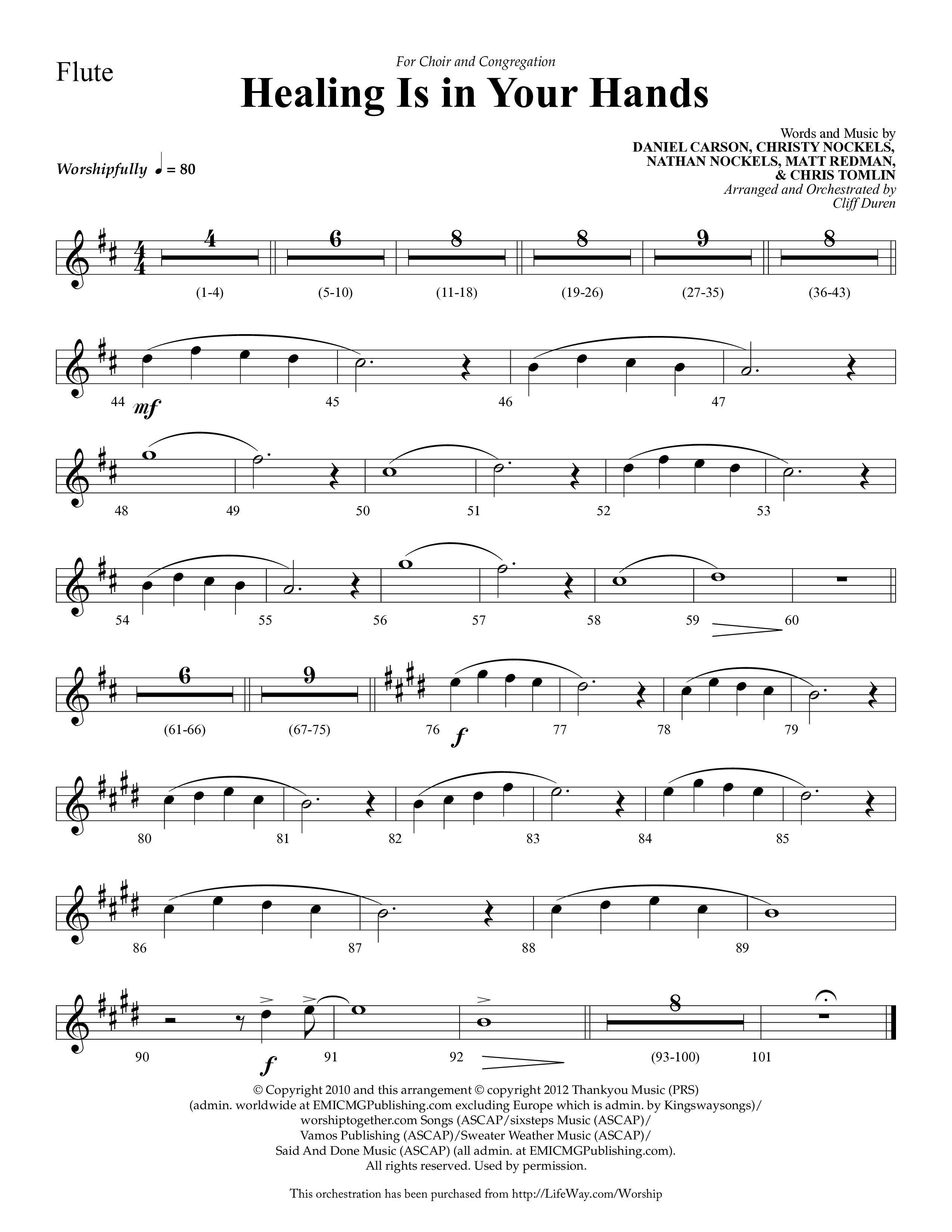 Healing Is In Your Hands (Choral Anthem SATB) Flute (Lifeway Choral / Arr. Cliff Duren)